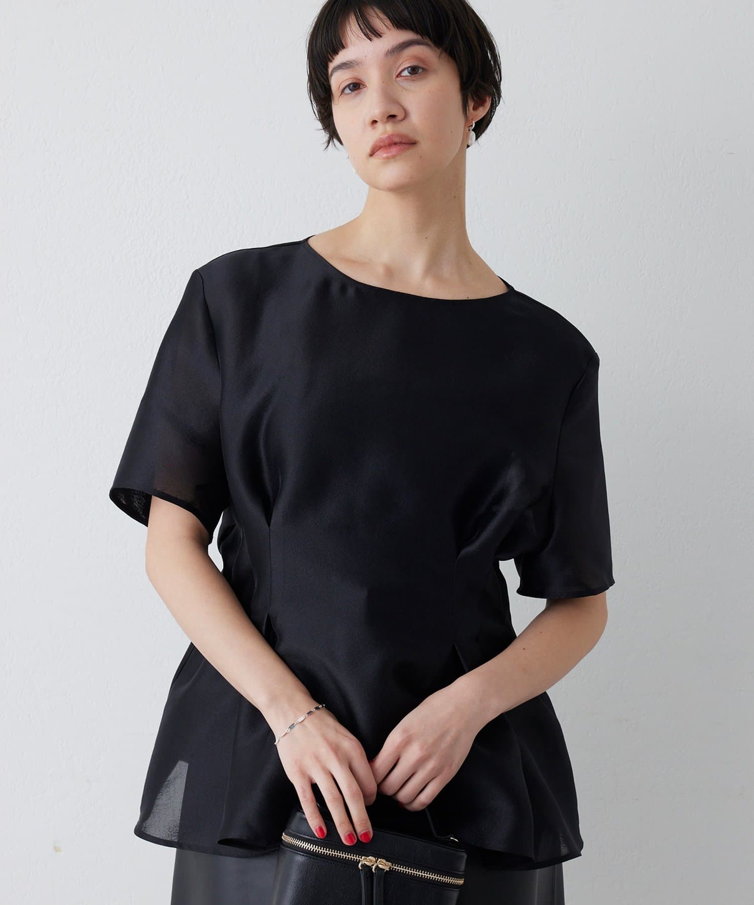 Whim Gazette(ウィム ガゼット) 【インフルエンサーコラボ】オーガンジーペプラムブラウス