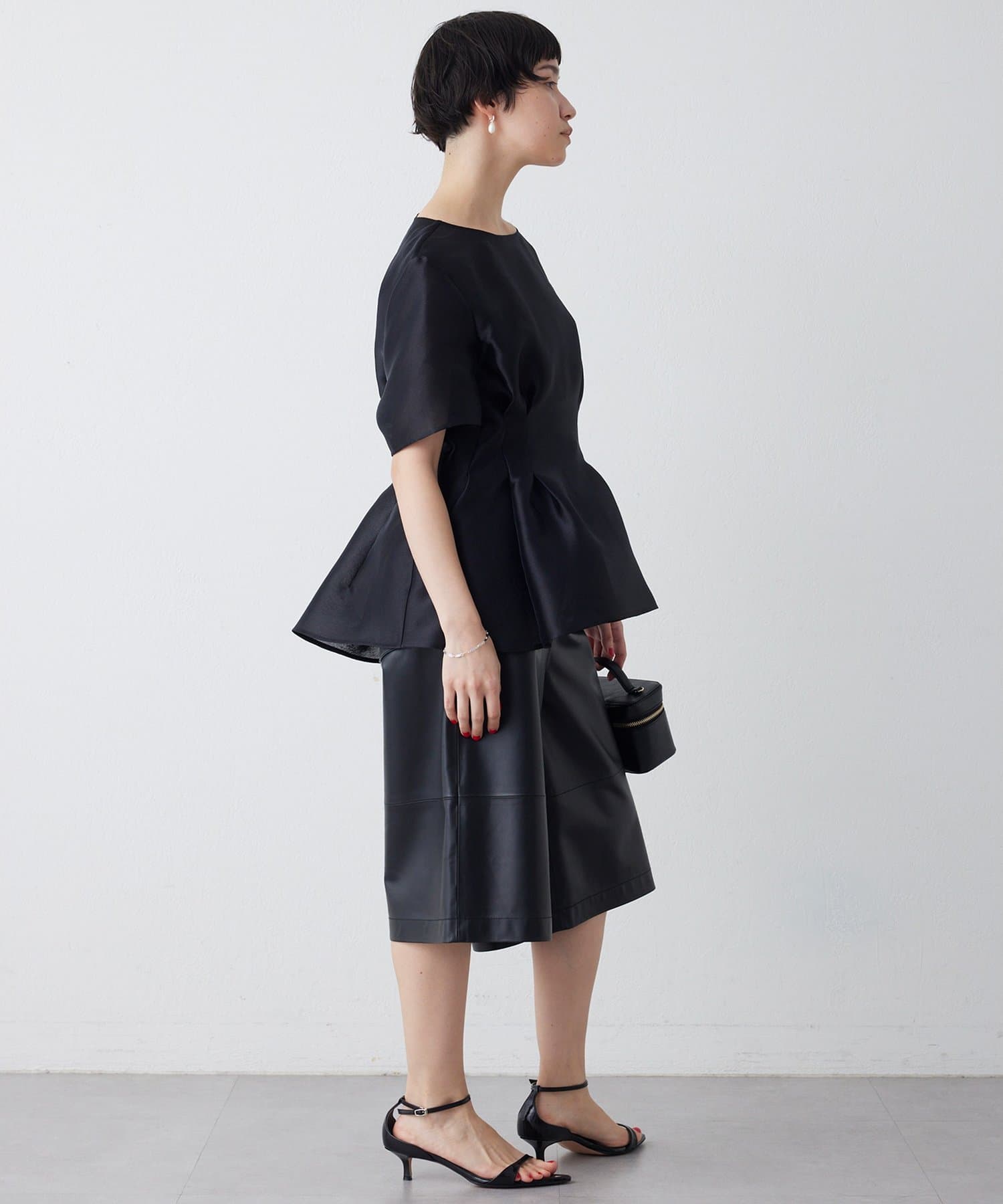 Whim Gazette(ウィム ガゼット) 【インフルエンサーコラボ】オーガンジーペプラムブラウス