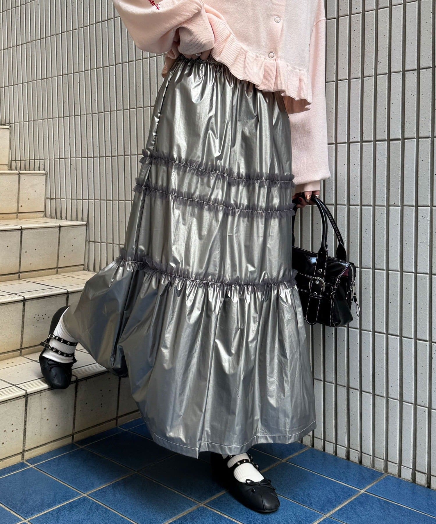 CIAOPANIC(チャオパニック) チュールフリルシャイニーティアードスカート