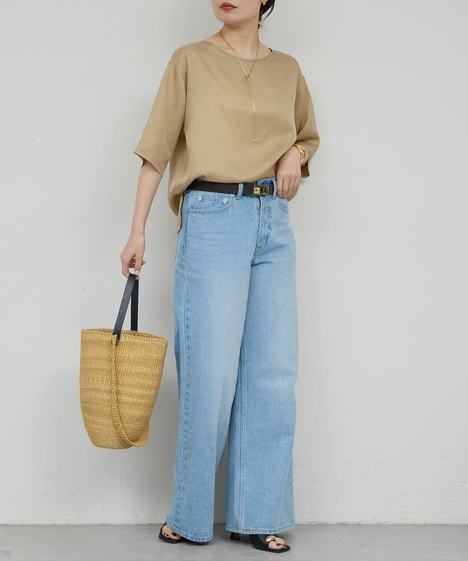 GALLARDAGALANTE(ガリャルダガランテ) 【セットアップ対応】キュプラTeeブラウス