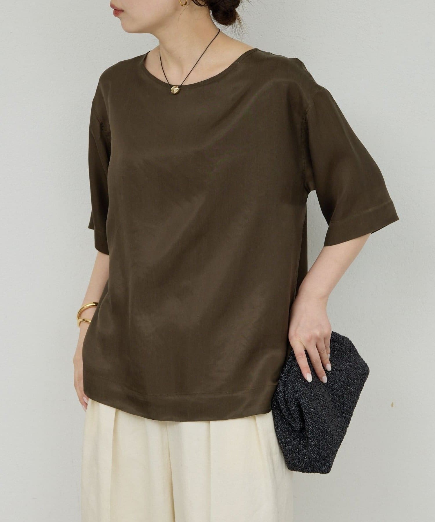 GALLARDAGALANTE(ガリャルダガランテ) 【セットアップ対応】キュプラTeeブラウス