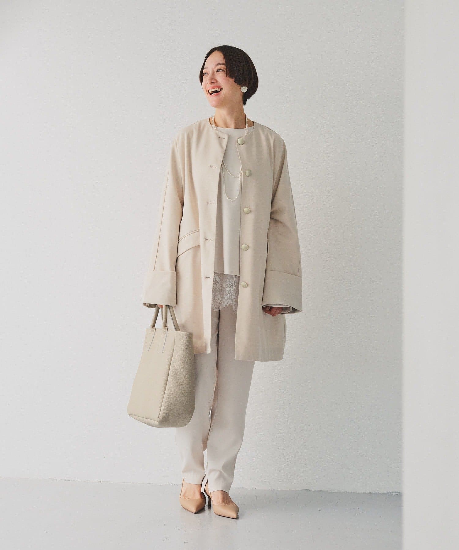 PUAL CE CIN(ピュアルセシン) サテン×レース レイヤードキャミソール