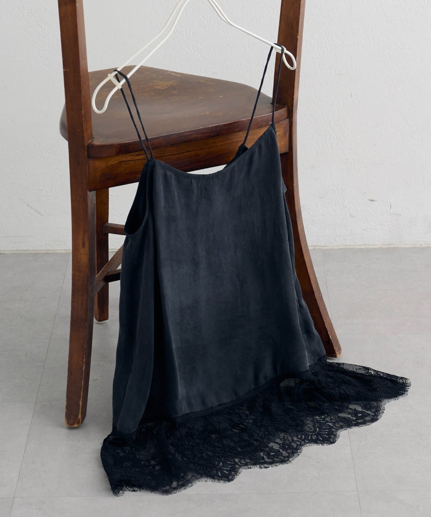 PUAL CE CIN(ピュアルセシン) サテン×レース レイヤードキャミソール