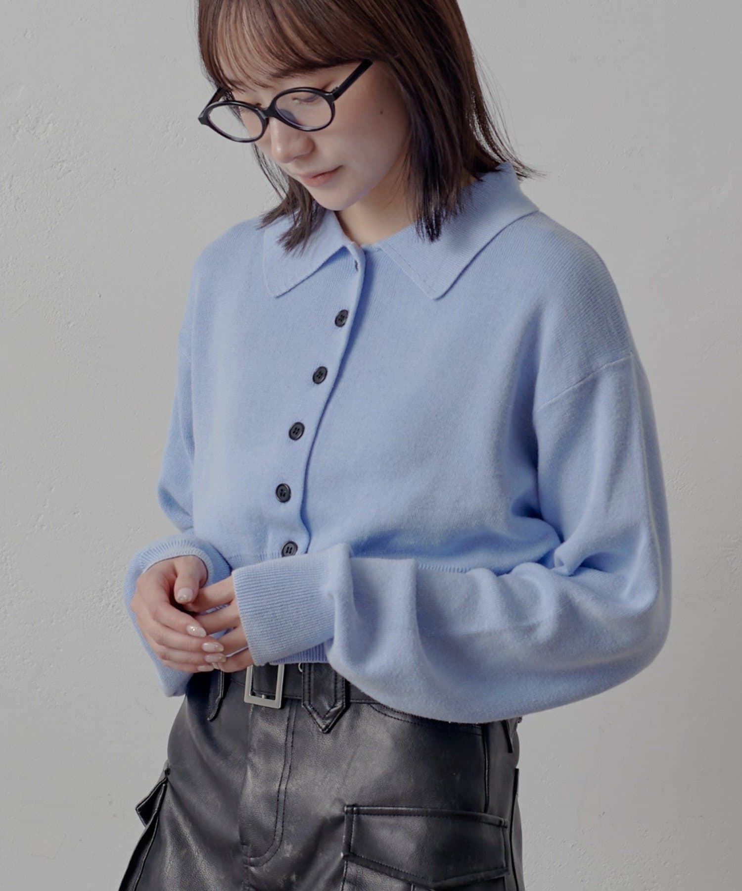 mline(エムライン) [mline]ウォッシュボタン ニットカーディガン