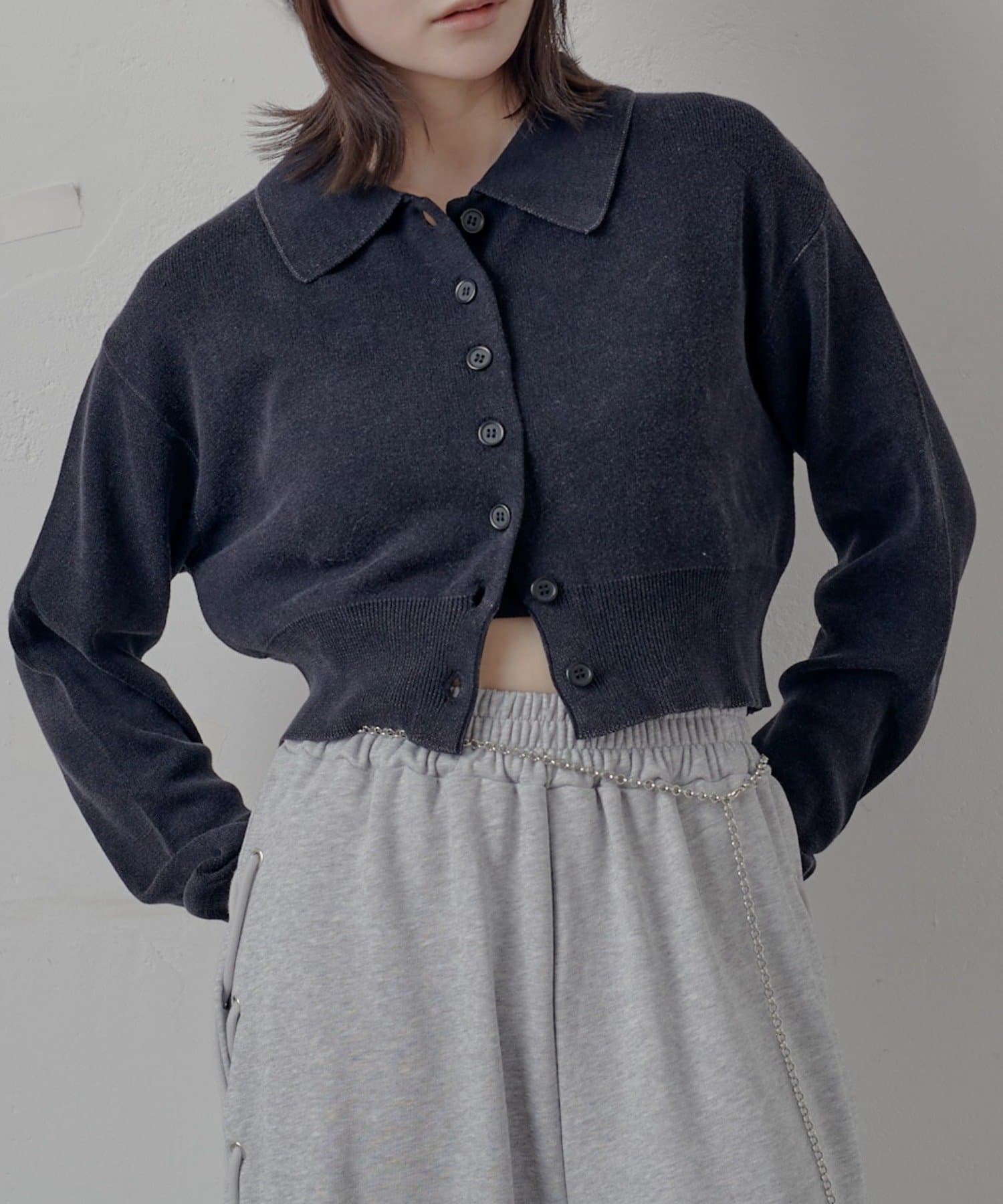 mline(エムライン) [mline]ウォッシュボタン ニットカーディガン