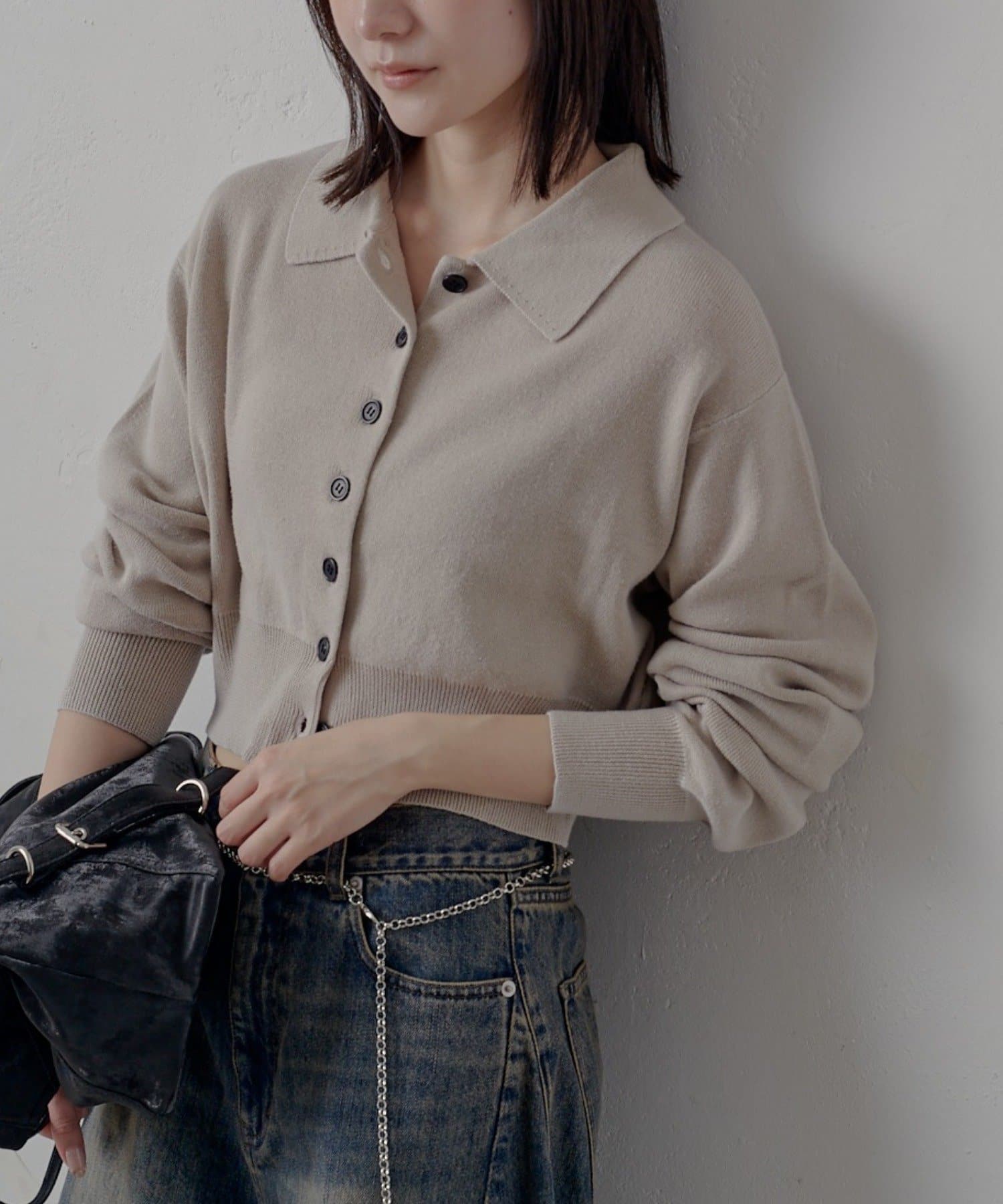 mline(エムライン) [mline]ウォッシュボタン ニットカーディガン