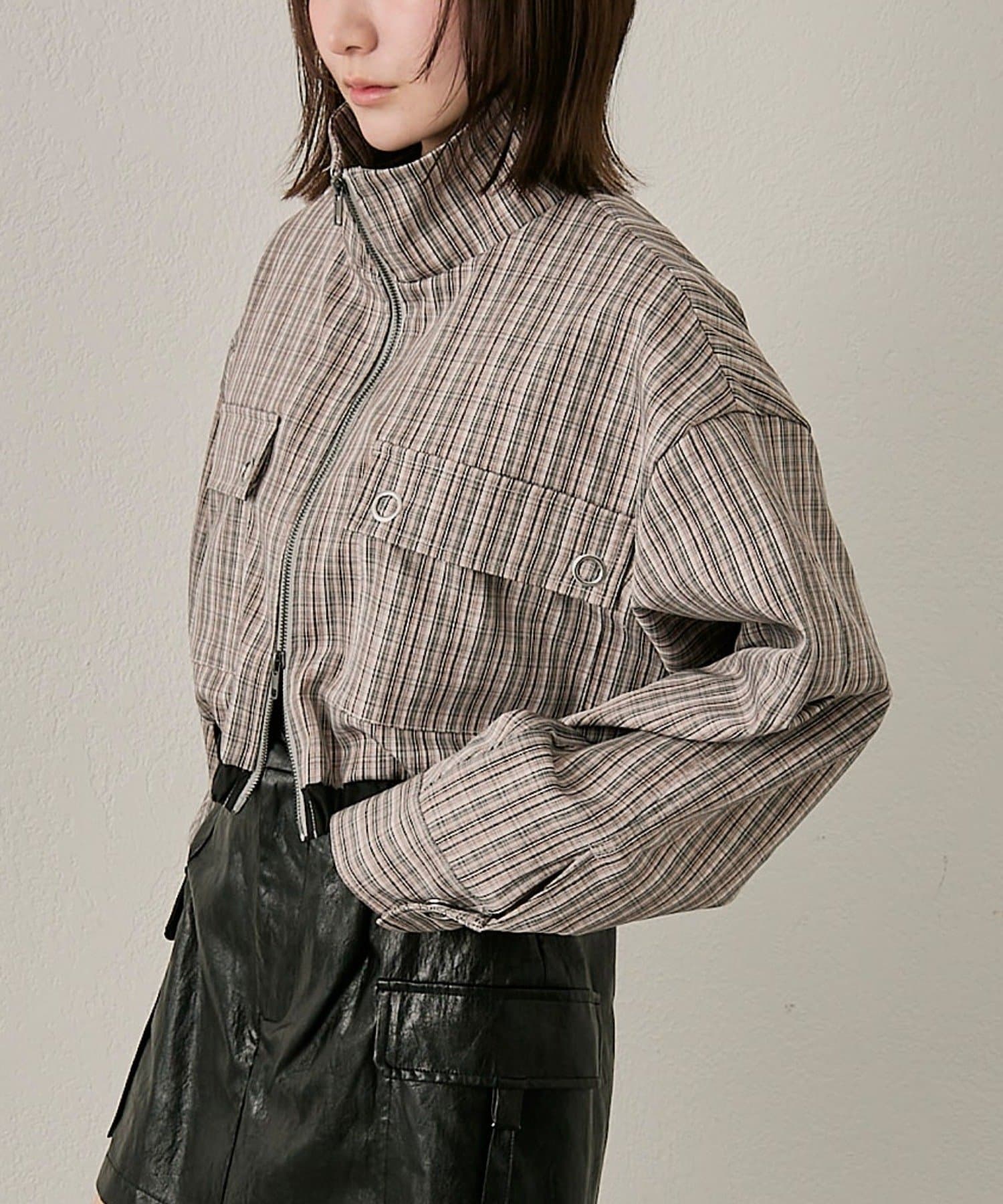 mline(エムライン) [mline]チェックZIPブルゾン