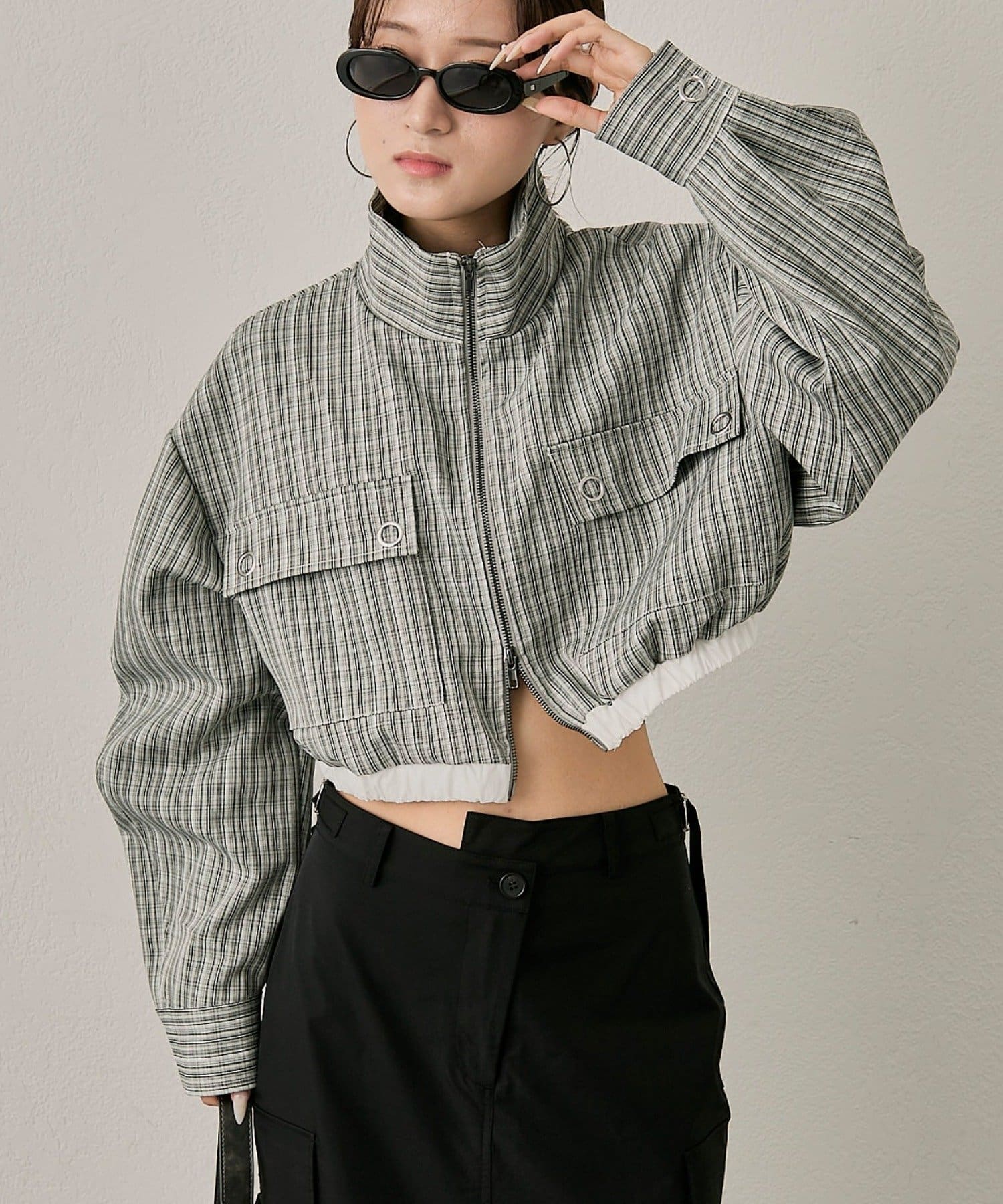 mline(エムライン) [mline]チェックZIPブルゾン