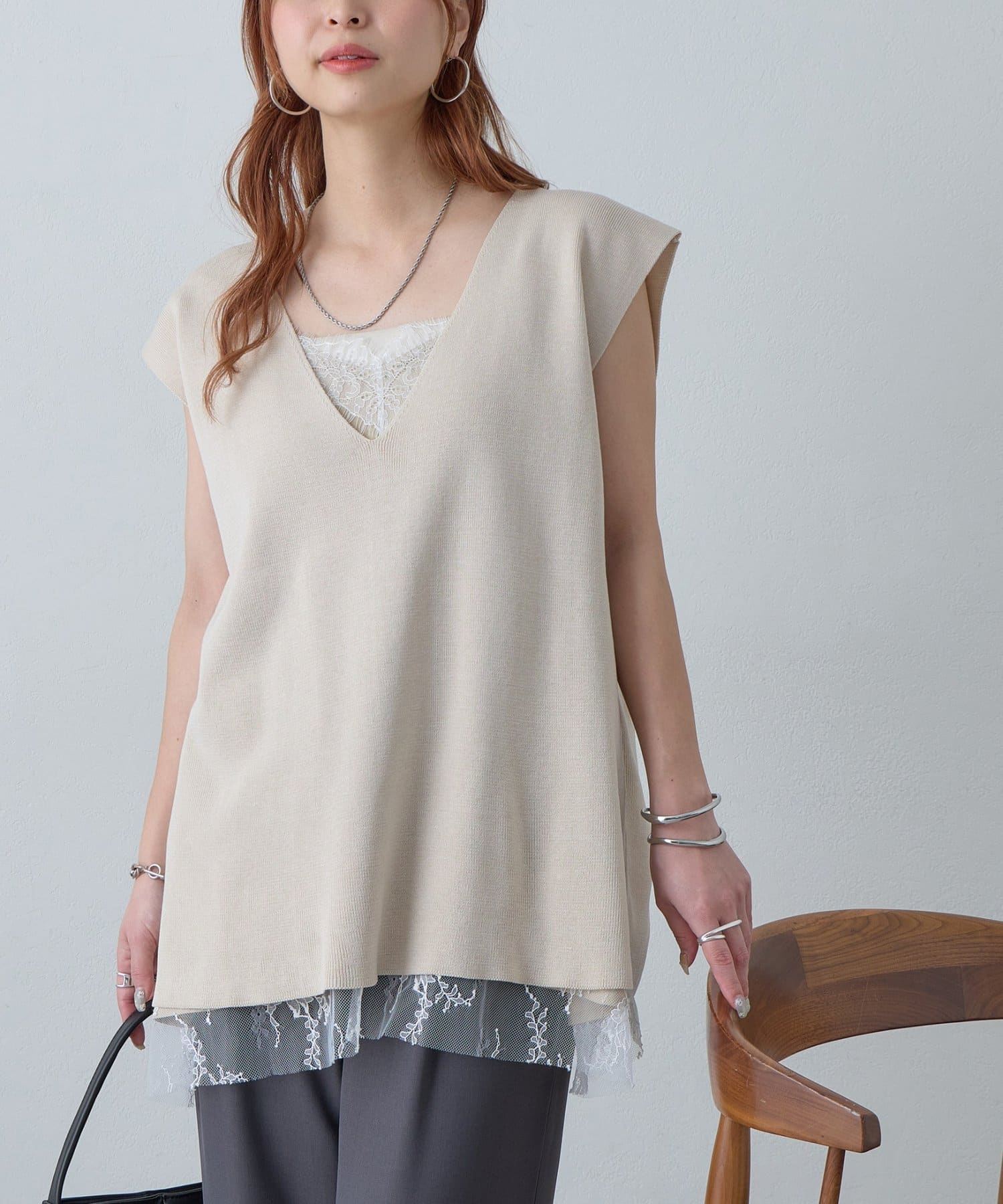 DISCOAT(ディスコート) 【Noka】深Vニットベスト