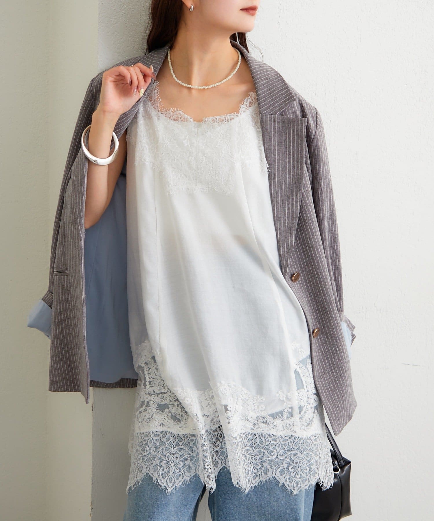 mystic(ミスティック) レースパネルキャミチュニック