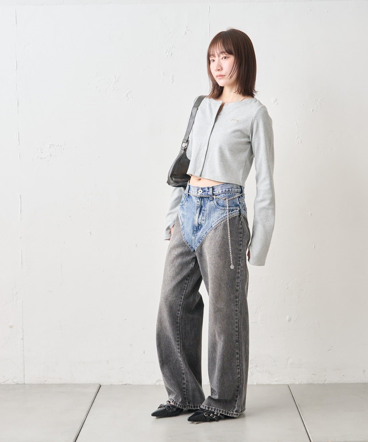 mline(エムライン) [mline]プレートロゴ リブカーディガン