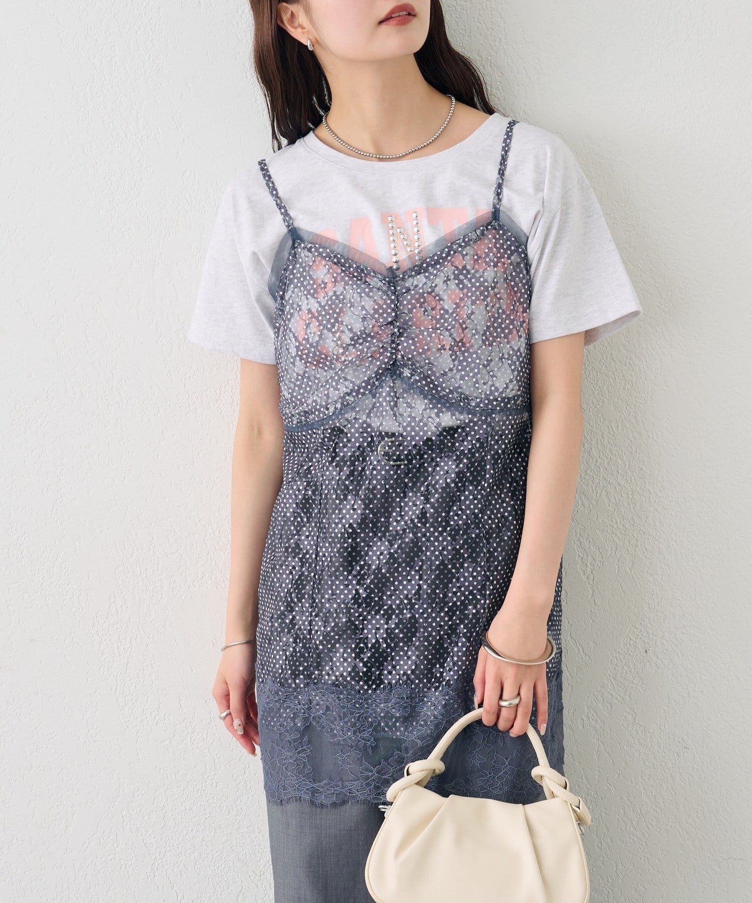 mystic(ミスティック) ドットレースキャミチュニック