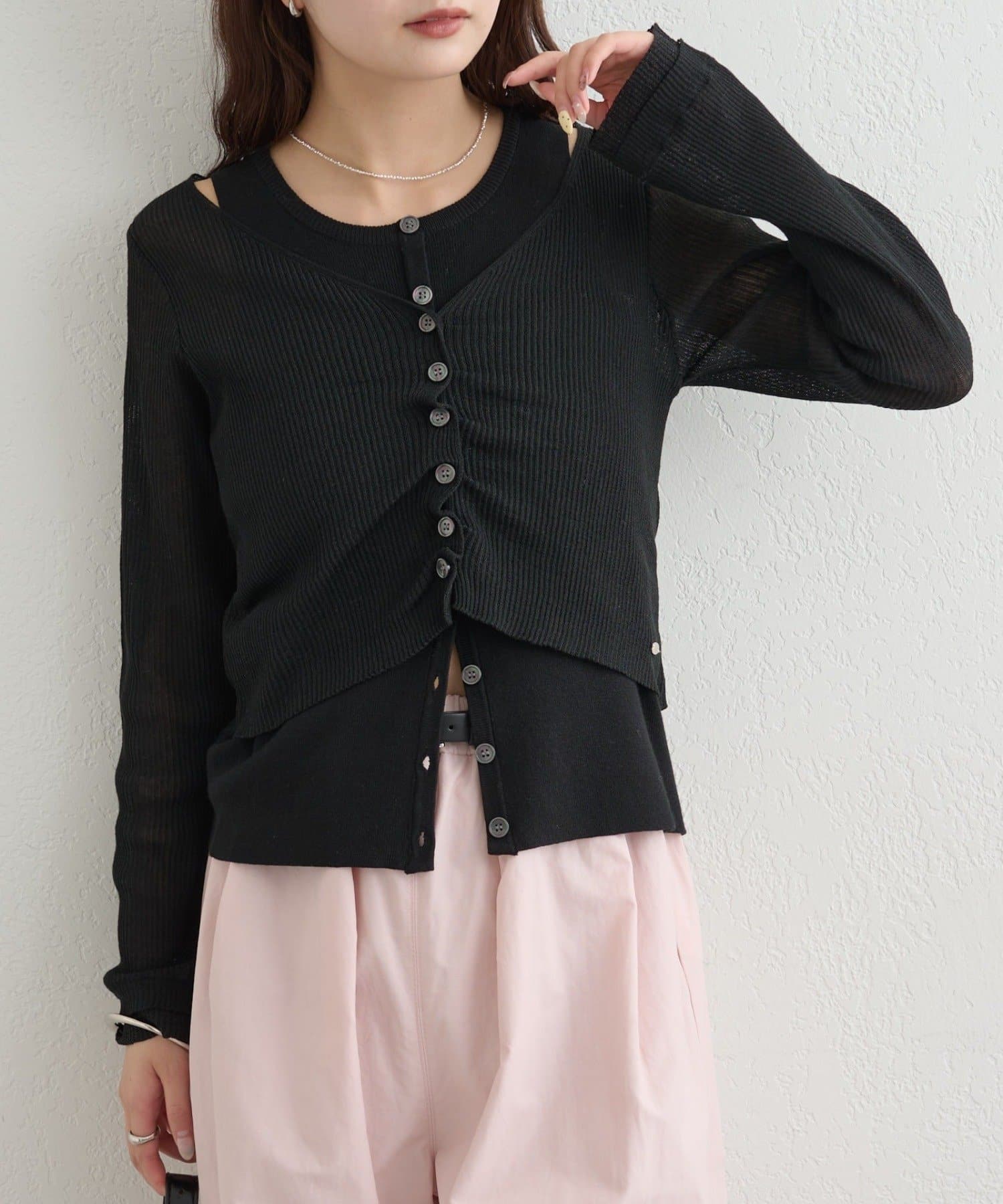 mystic(ミスティック) ショルダースリットレイヤードニット