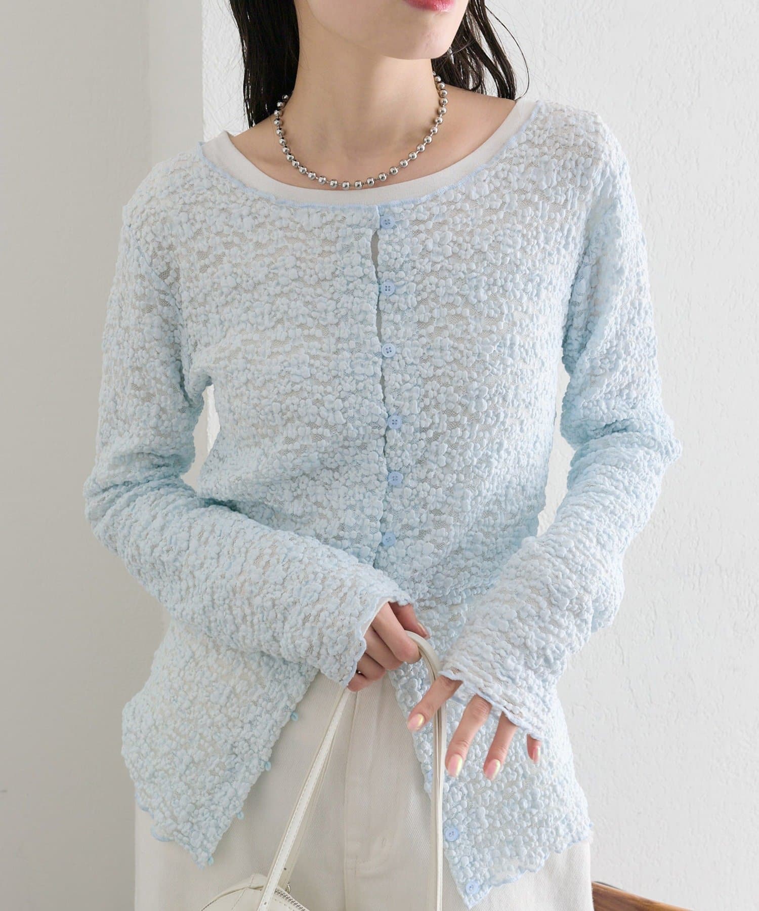 mystic(ミスティック) フラワーカットレースカーディガン