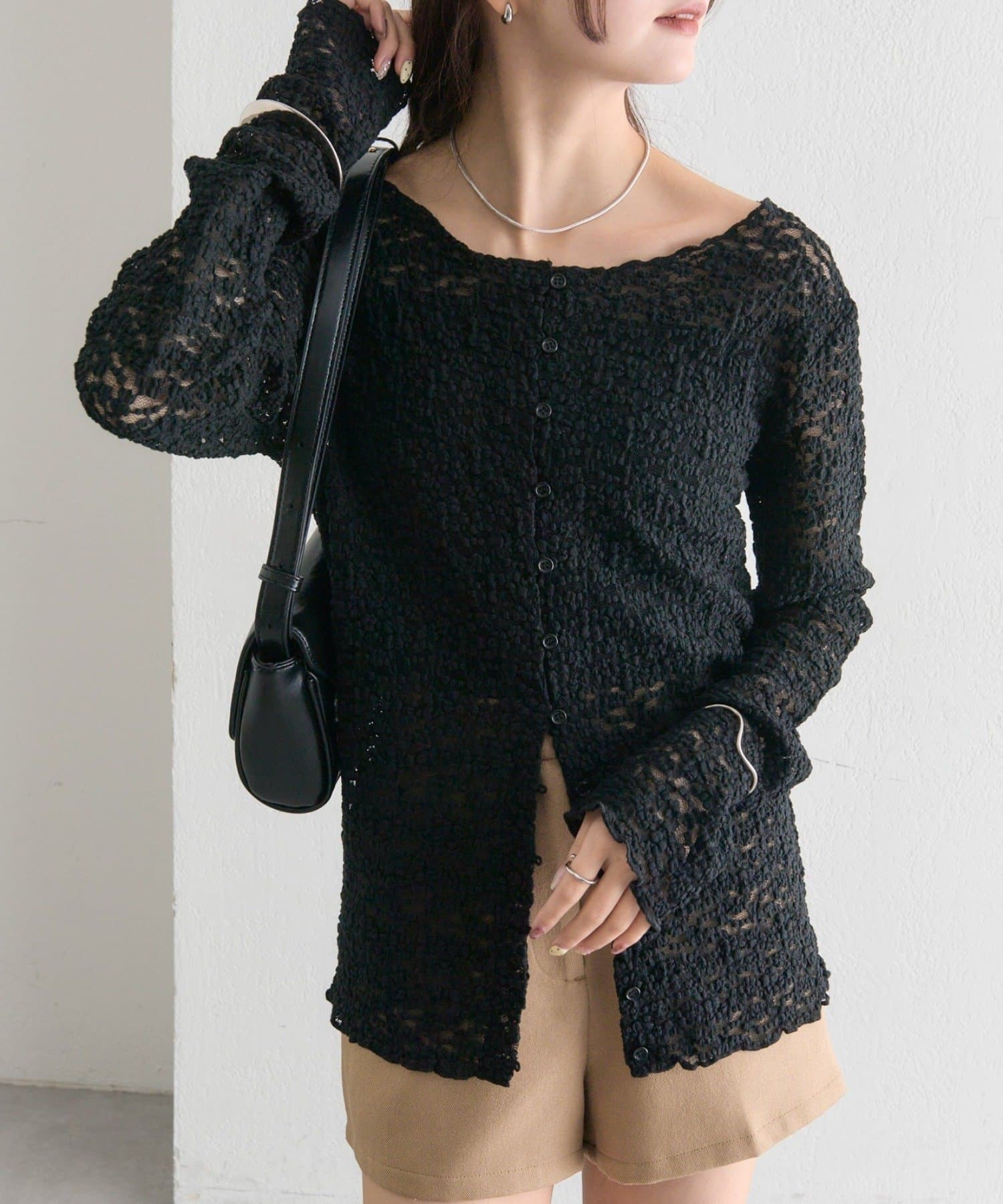 mystic(ミスティック) フラワーカットレースカーディガン