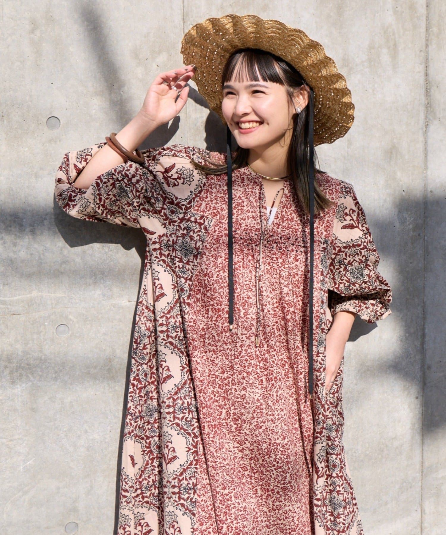 CIAOPANIC TYPY(チャオパニックティピー) 【Aguni】花柄切替袖ボリュームワンピース