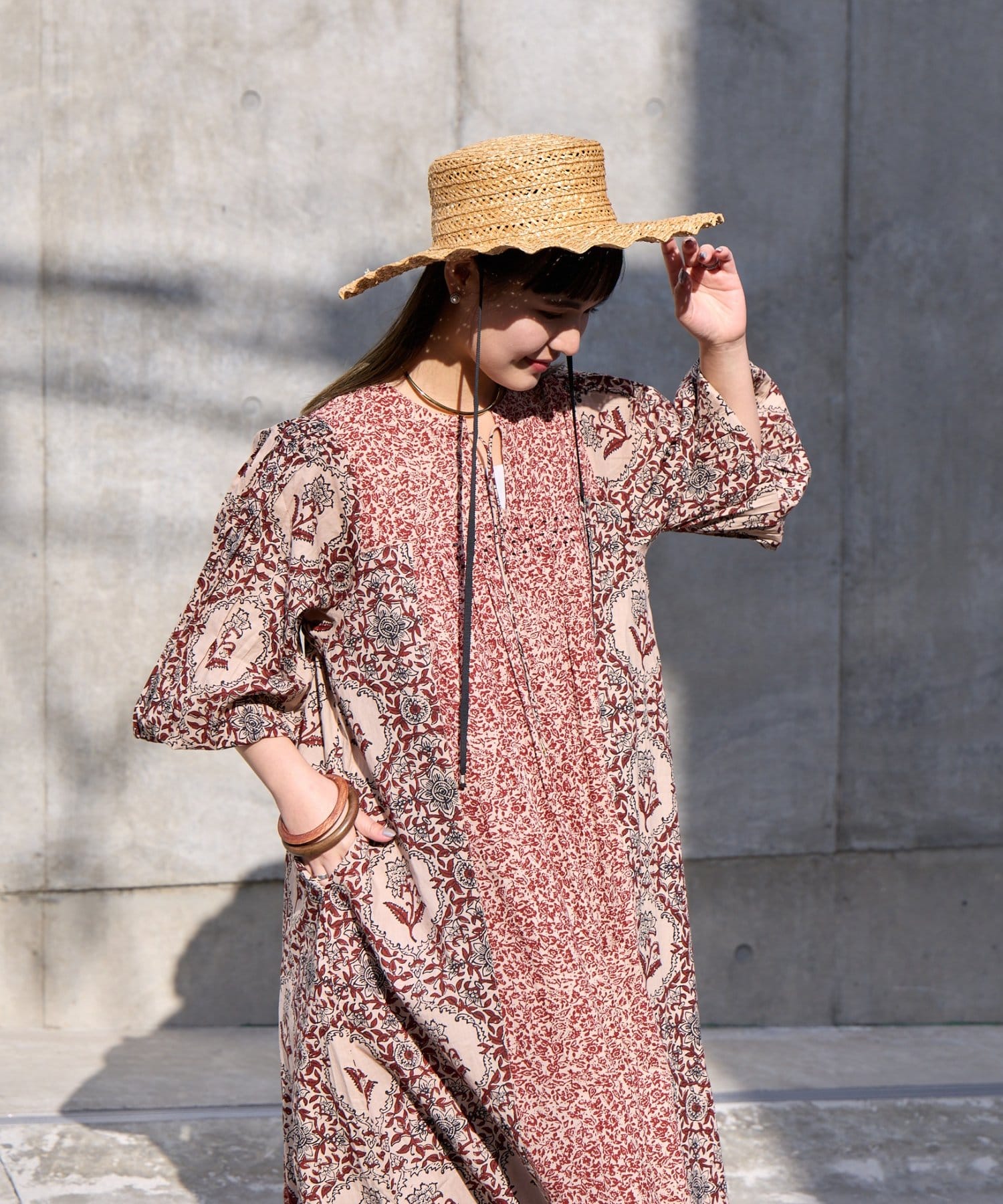 CIAOPANIC TYPY(チャオパニックティピー) 【Aguni】花柄切替袖ボリュームワンピース