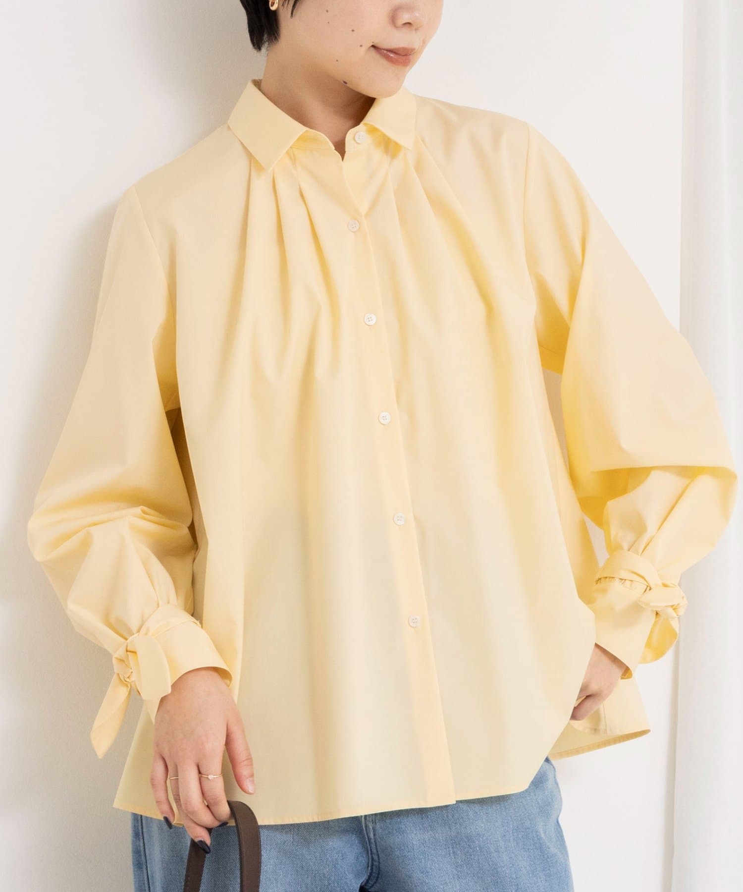 NOLLEY'S(ノーリーズ) ウォッシャブル袖リボン付きボリュームシャツ