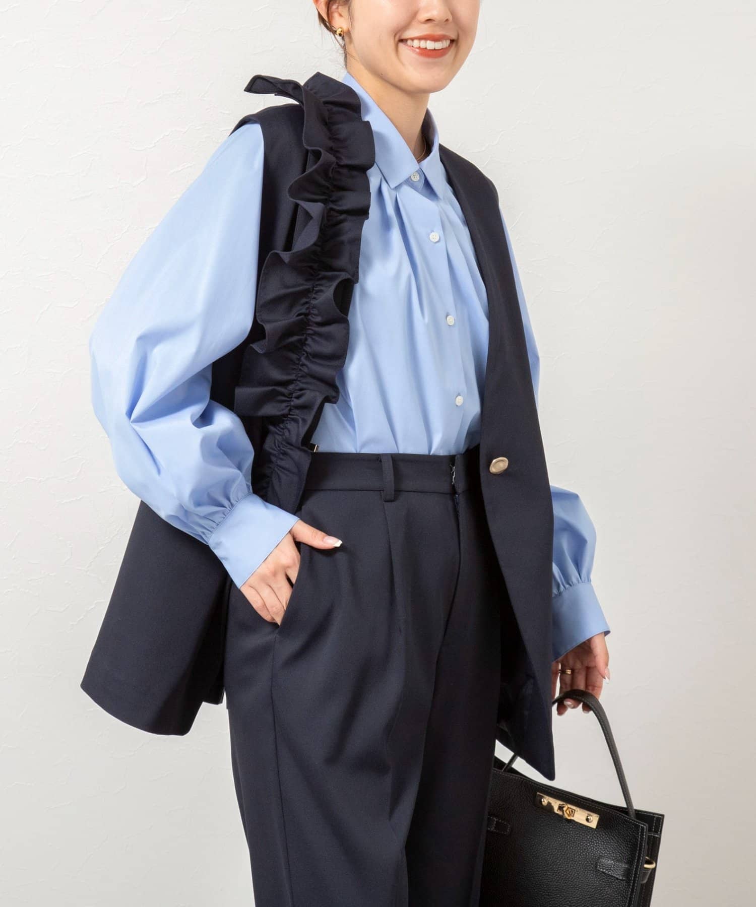 NOLLEY'S(ノーリーズ) ウォッシャブル袖リボン付きボリュームシャツ