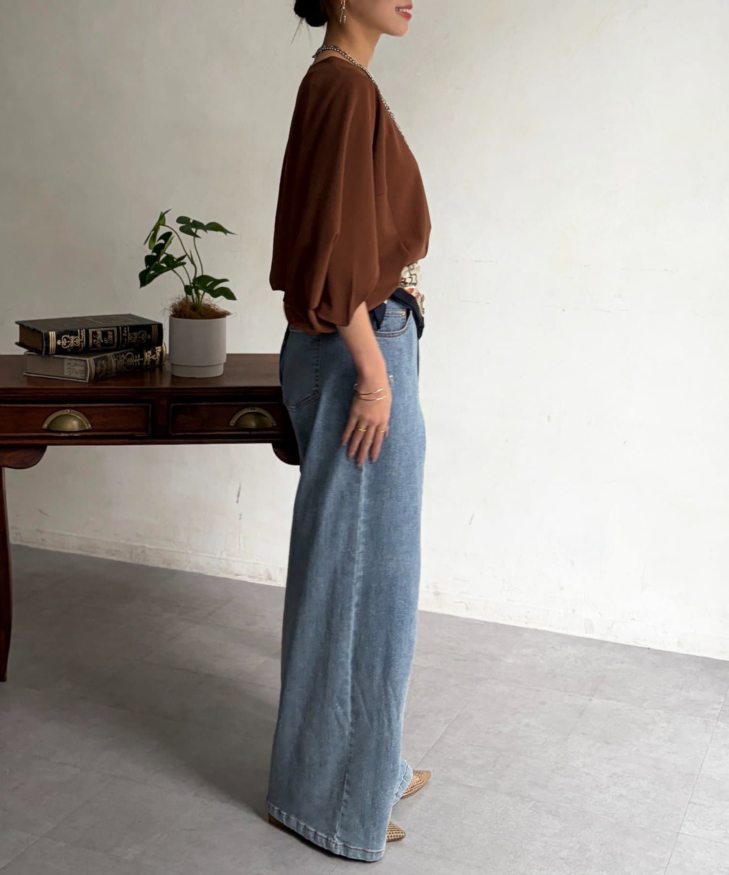 Chez toi(シェトワ) 梨地ヤッコスリーブプルオーバー