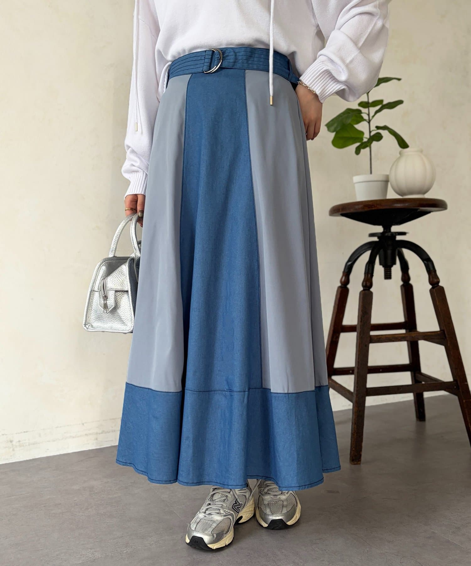 Chez toi(シェトワ) デニム切替フレアスカート