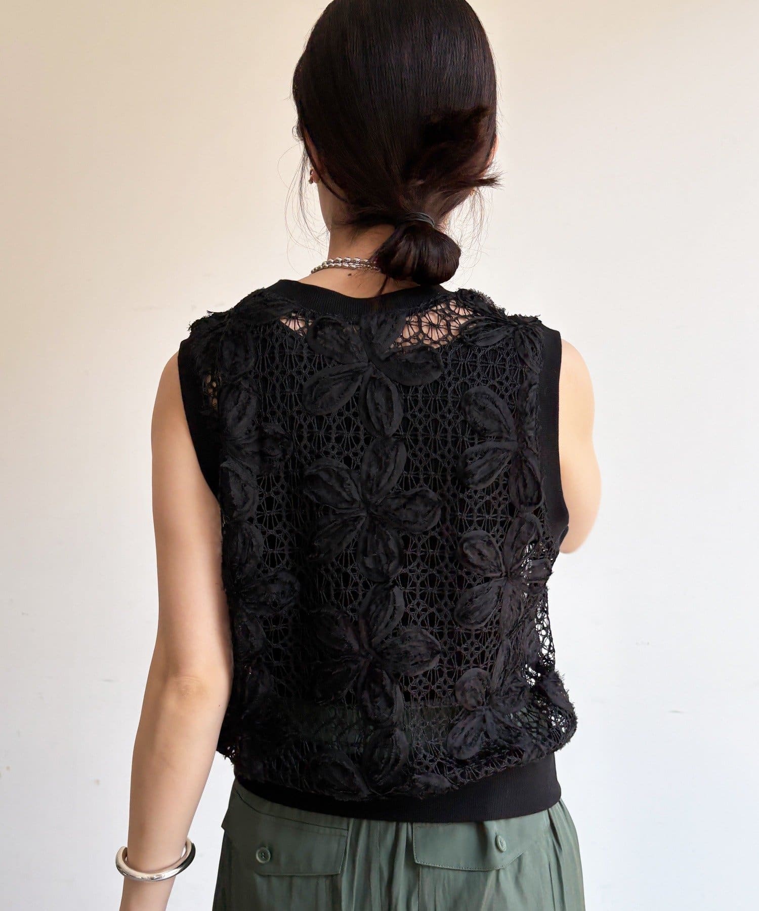 DOUDOU(ドゥドゥ) 【WEB限定】かぎ編み風レースベスト