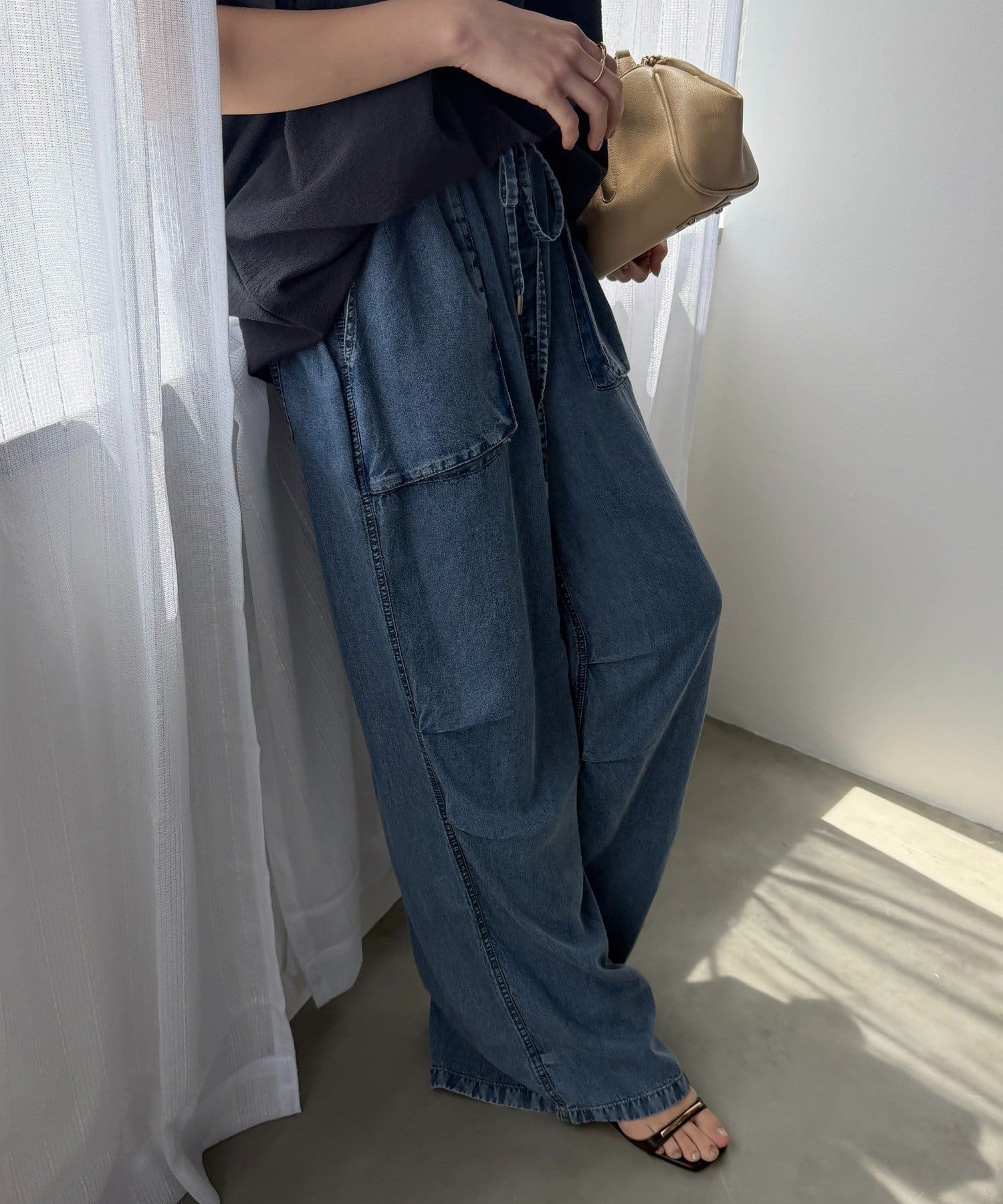 DOUDOU(ドゥドゥ) リヨセルデニムポケットイージーパンツ