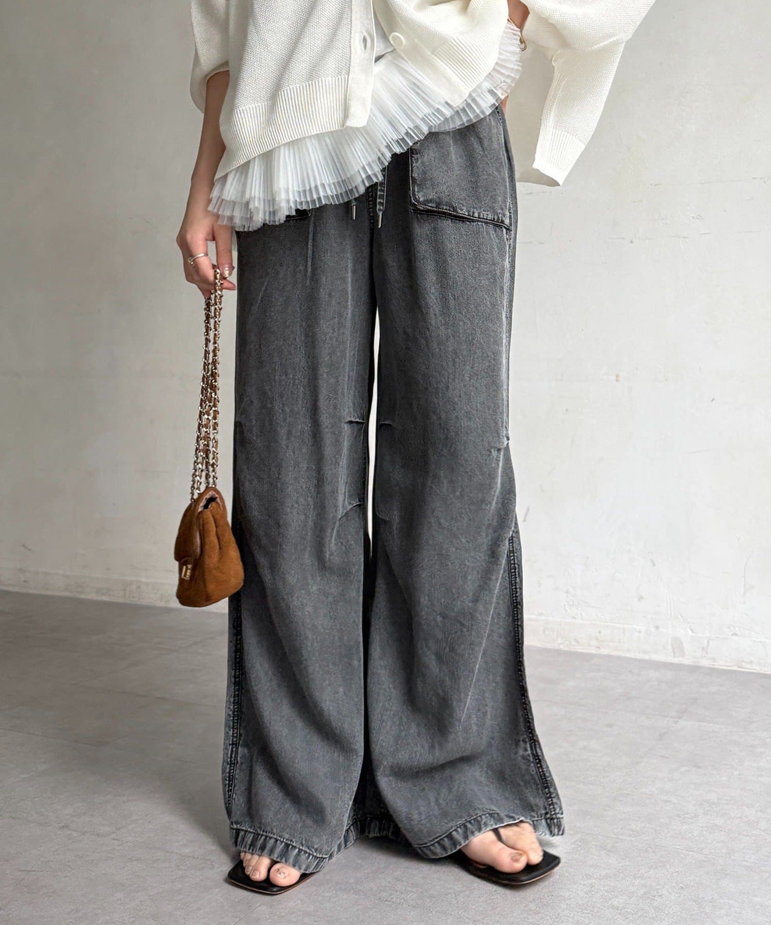 DOUDOU(ドゥドゥ) リヨセルデニムポケットイージーパンツ