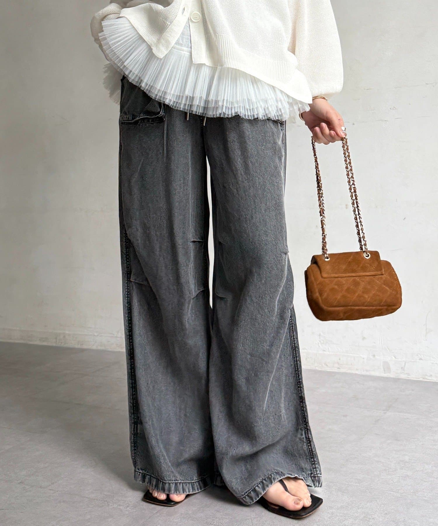 DOUDOU(ドゥドゥ) リヨセルデニムポケットイージーパンツ