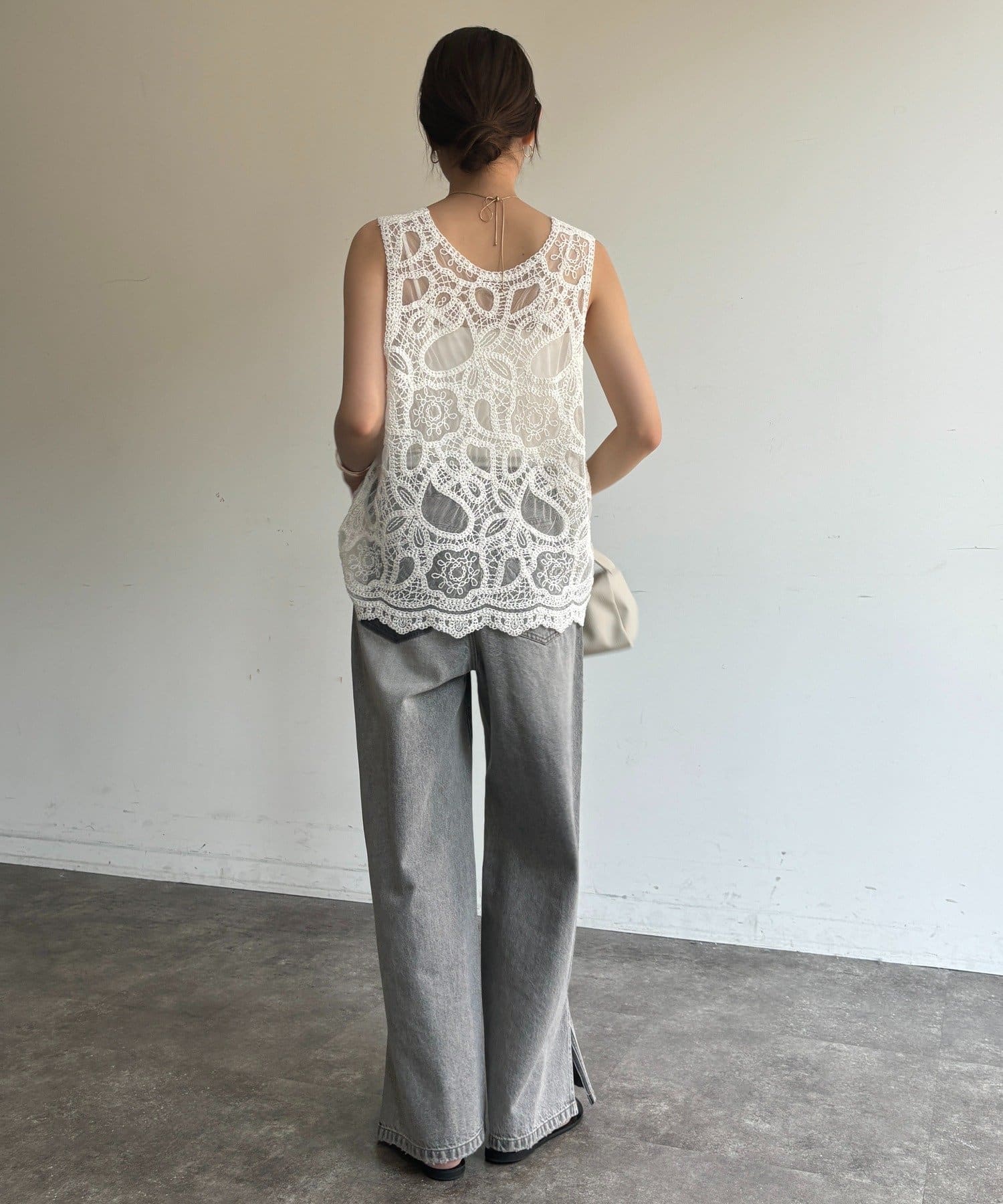 DOUDOU(ドゥドゥ) ミドルオンスダメージスリットデニム