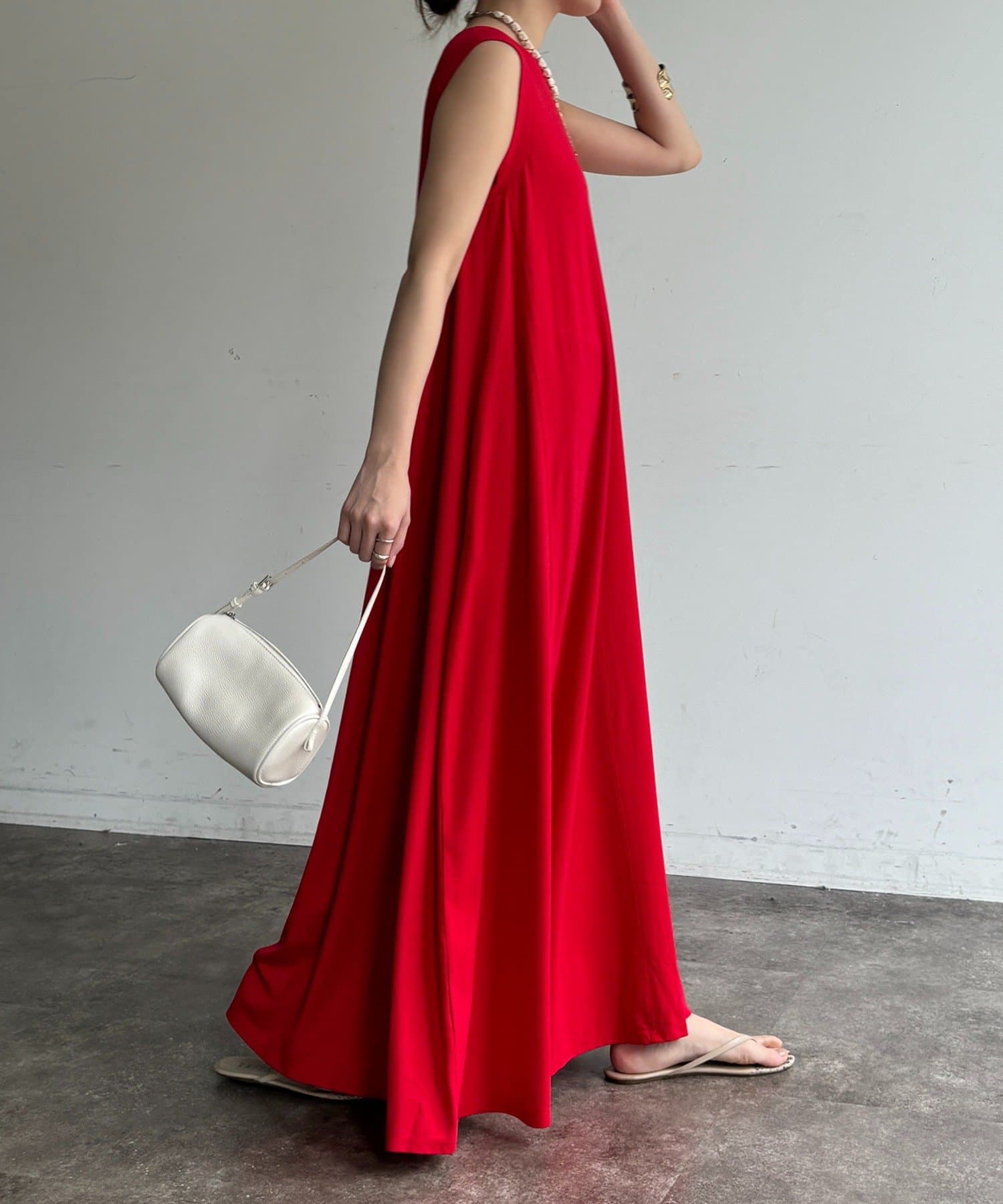 DOUDOU(ドゥドゥ) シルケットスムースフレアカットワンピース