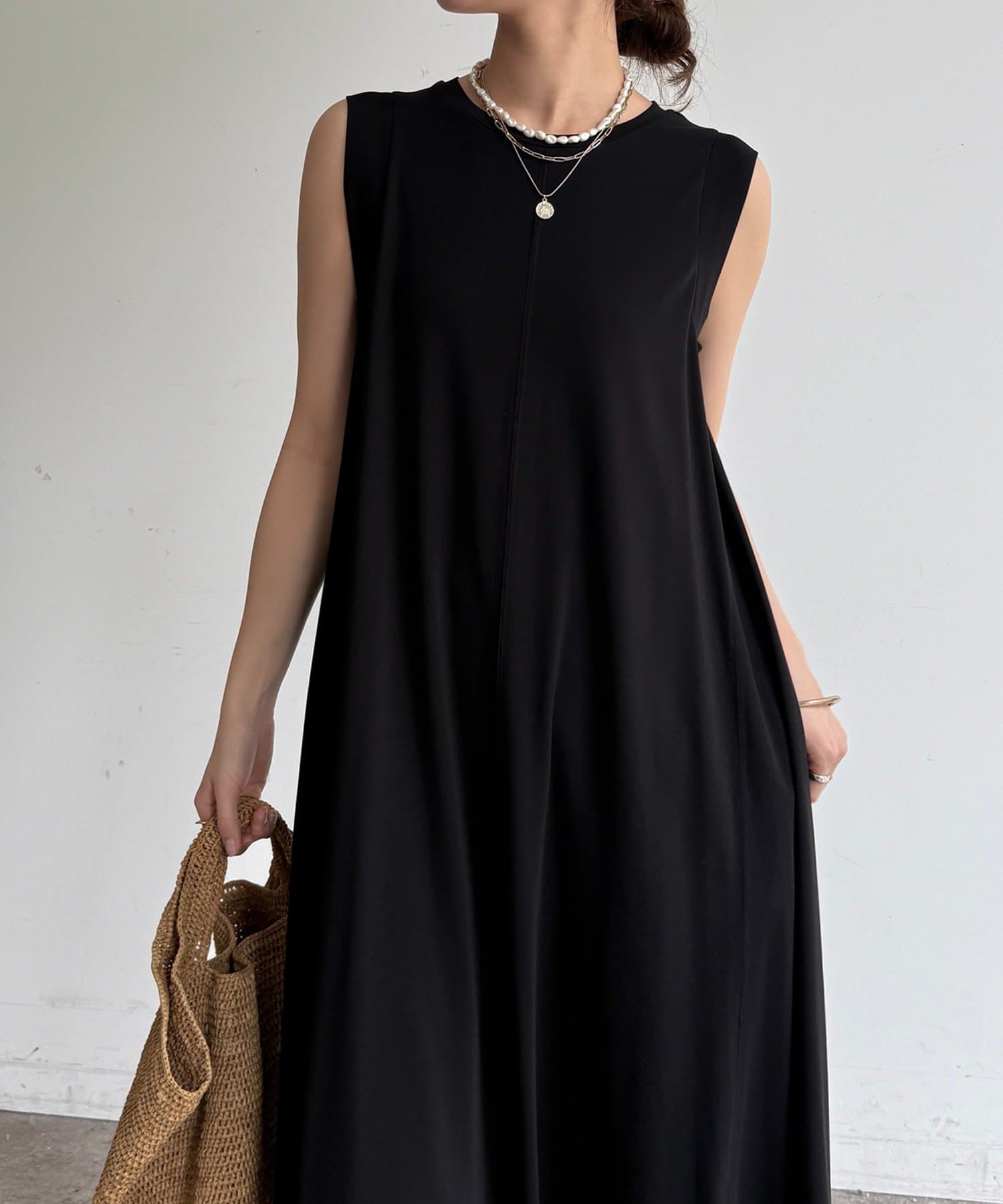 DOUDOU(ドゥドゥ) シルケットスムースフレアカットワンピース