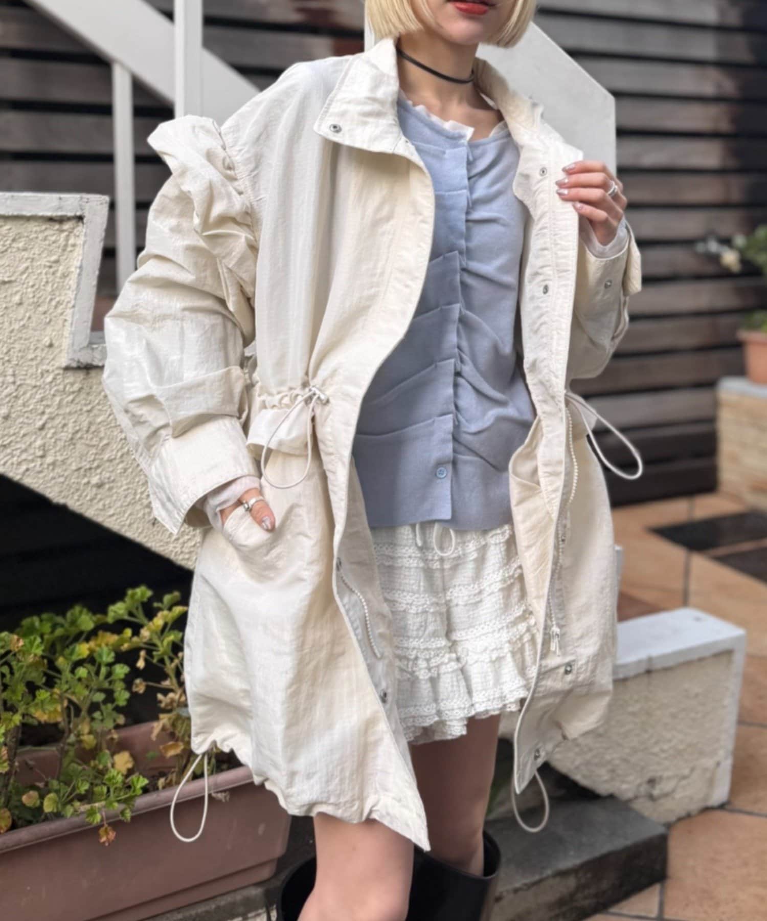 w closet(ダブルクローゼット) フリルモッズコート