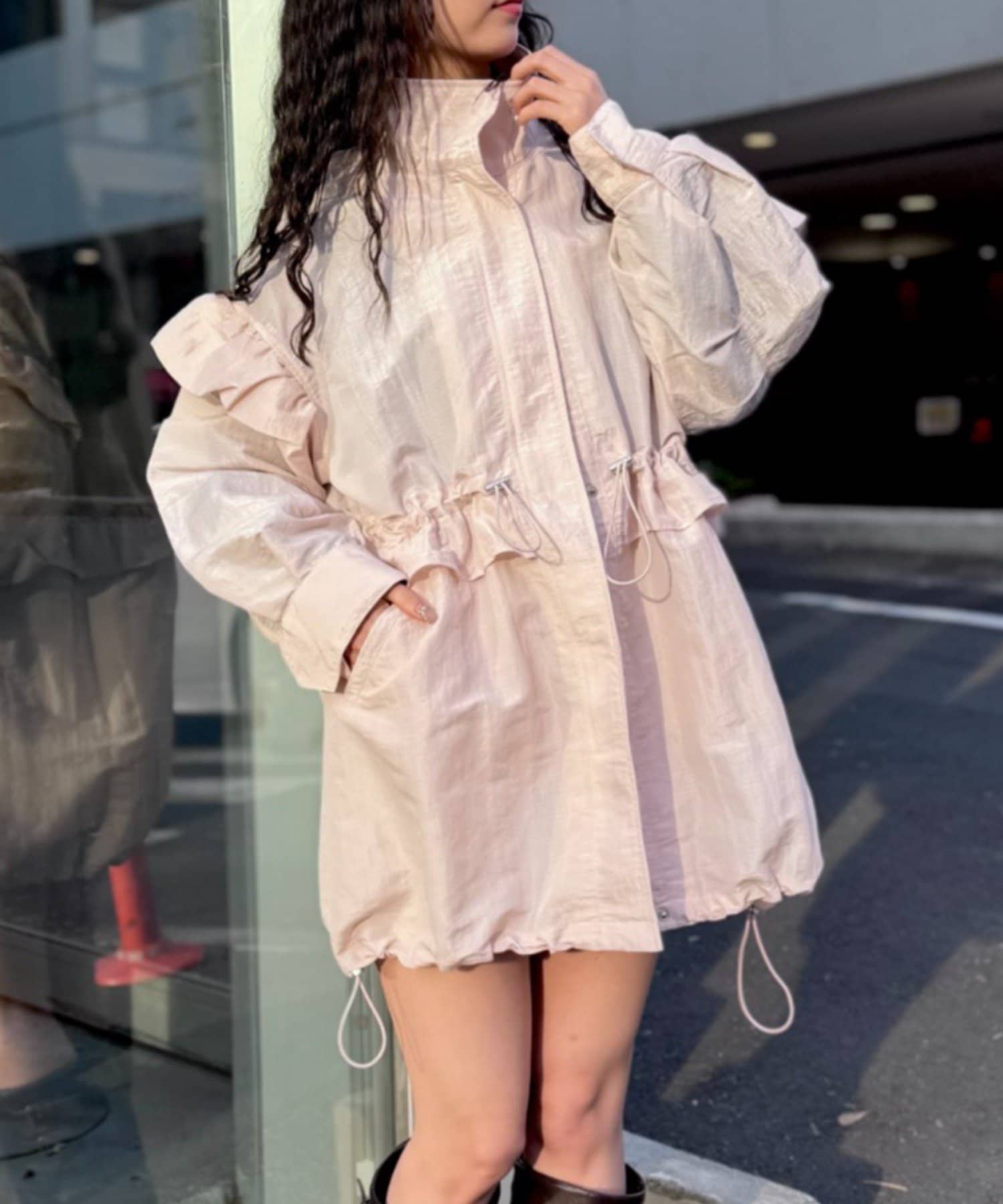 w closet(ダブルクローゼット) フリルモッズコート