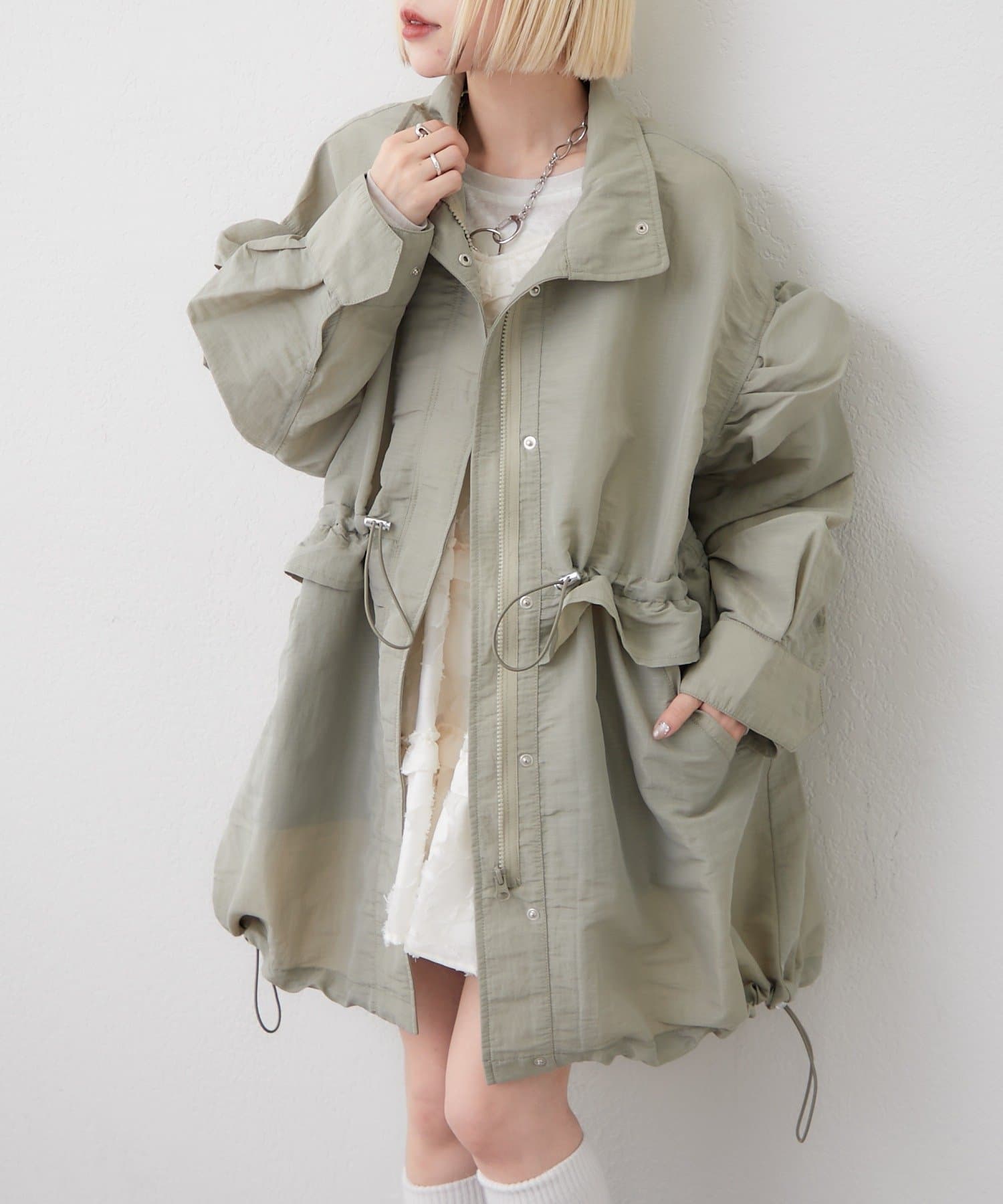 w closet(ダブルクローゼット) フリルモッズコート