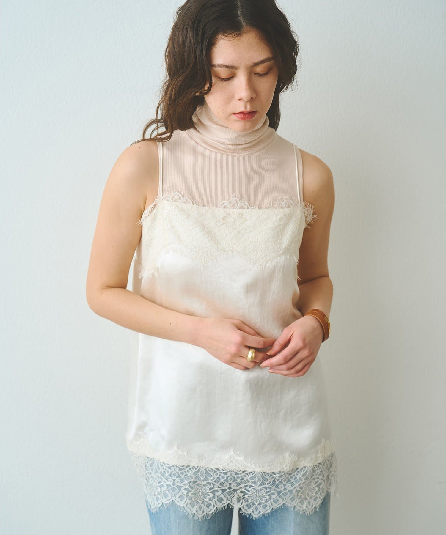 Whim Gazette(ウィム ガゼット) サテンレースキャミソール