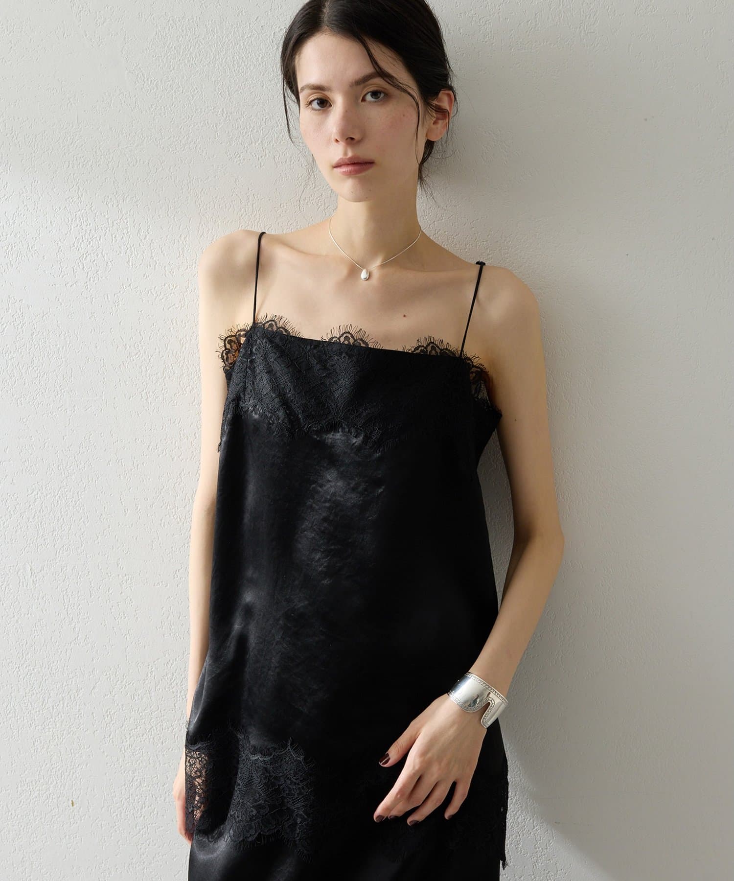 Whim Gazette(ウィム ガゼット) サテンレースキャミソール
