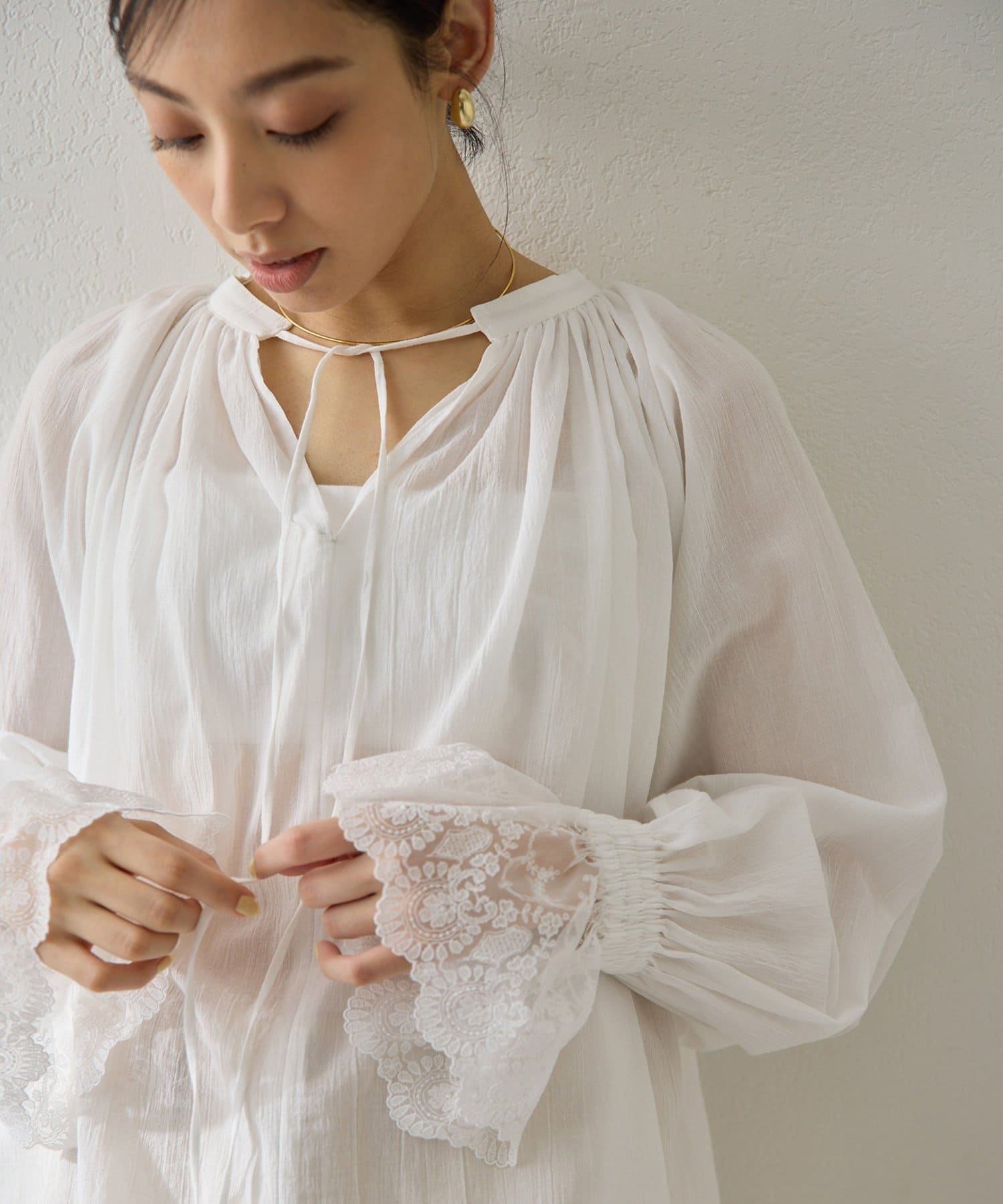Whim Gazette(ウィム ガゼット) コットンレースブラウス