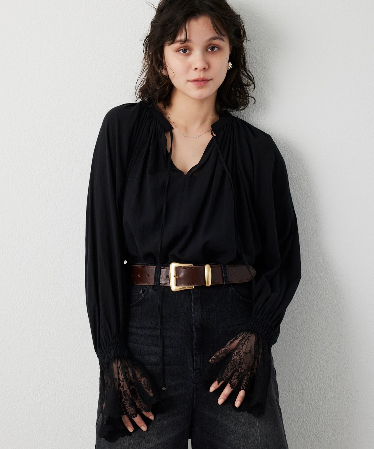 Whim Gazette(ウィム ガゼット) コットンレースブラウス