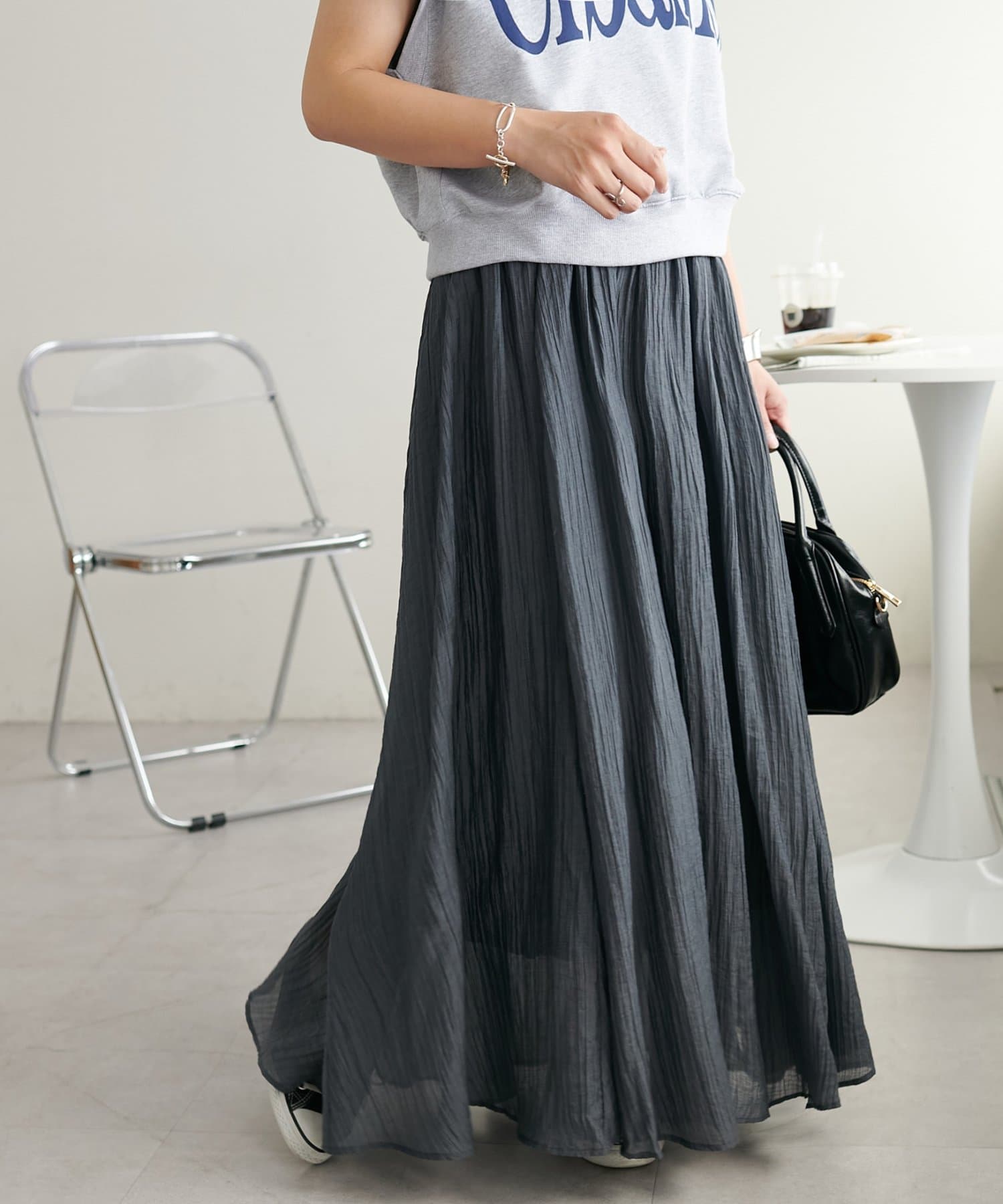 DISCOAT(ディスコート) 【WEB限定】シアーギャザーフレアスカート