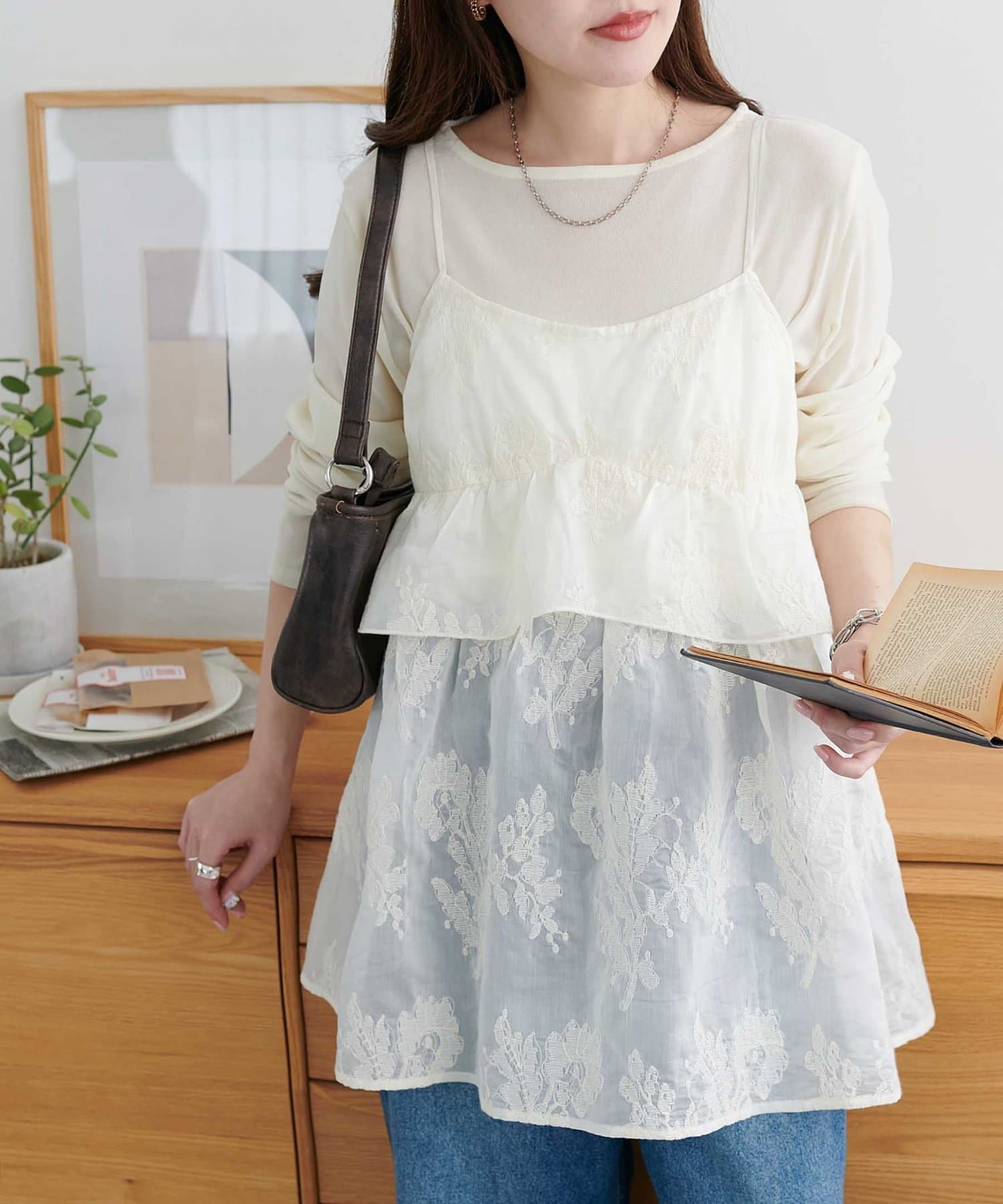 DISCOAT(ディスコート) 【WEB限定】刺繍レースキャミチュニック