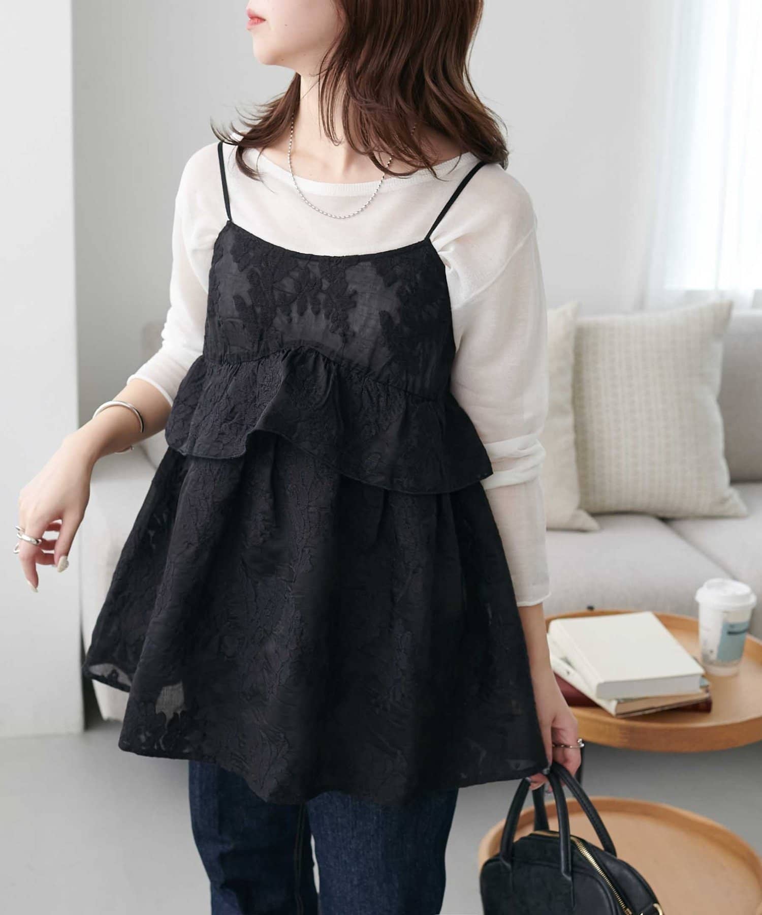 DISCOAT(ディスコート) 【WEB限定】刺繍レースキャミチュニック