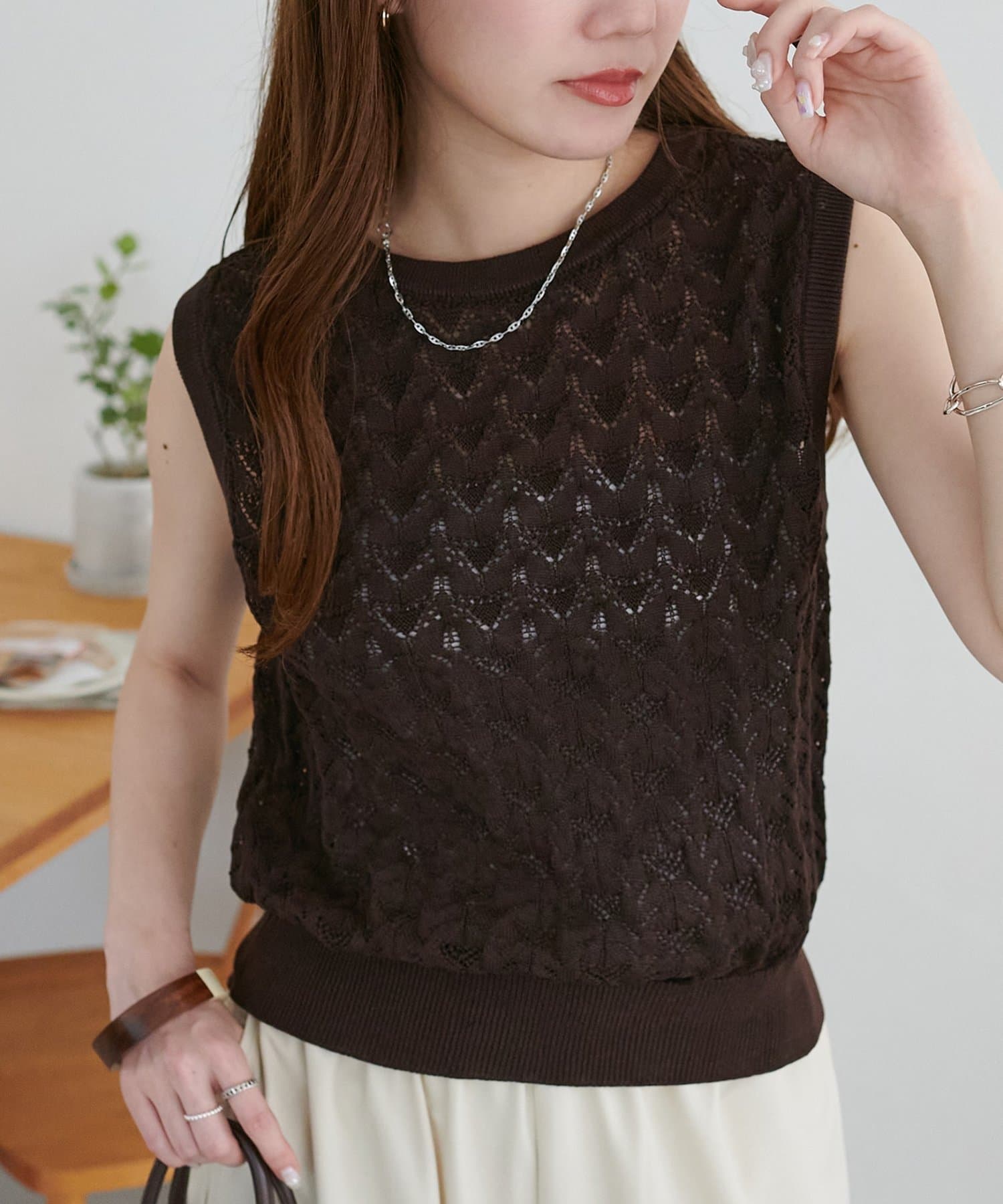 DISCOAT(ディスコート) 【WEB限定】スカシノースリーブベスト