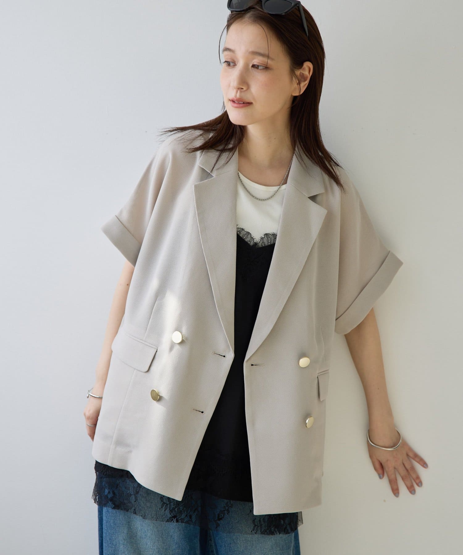 DISCOAT(ディスコート) 【Noka】メッシュ半袖テーラードジャケット