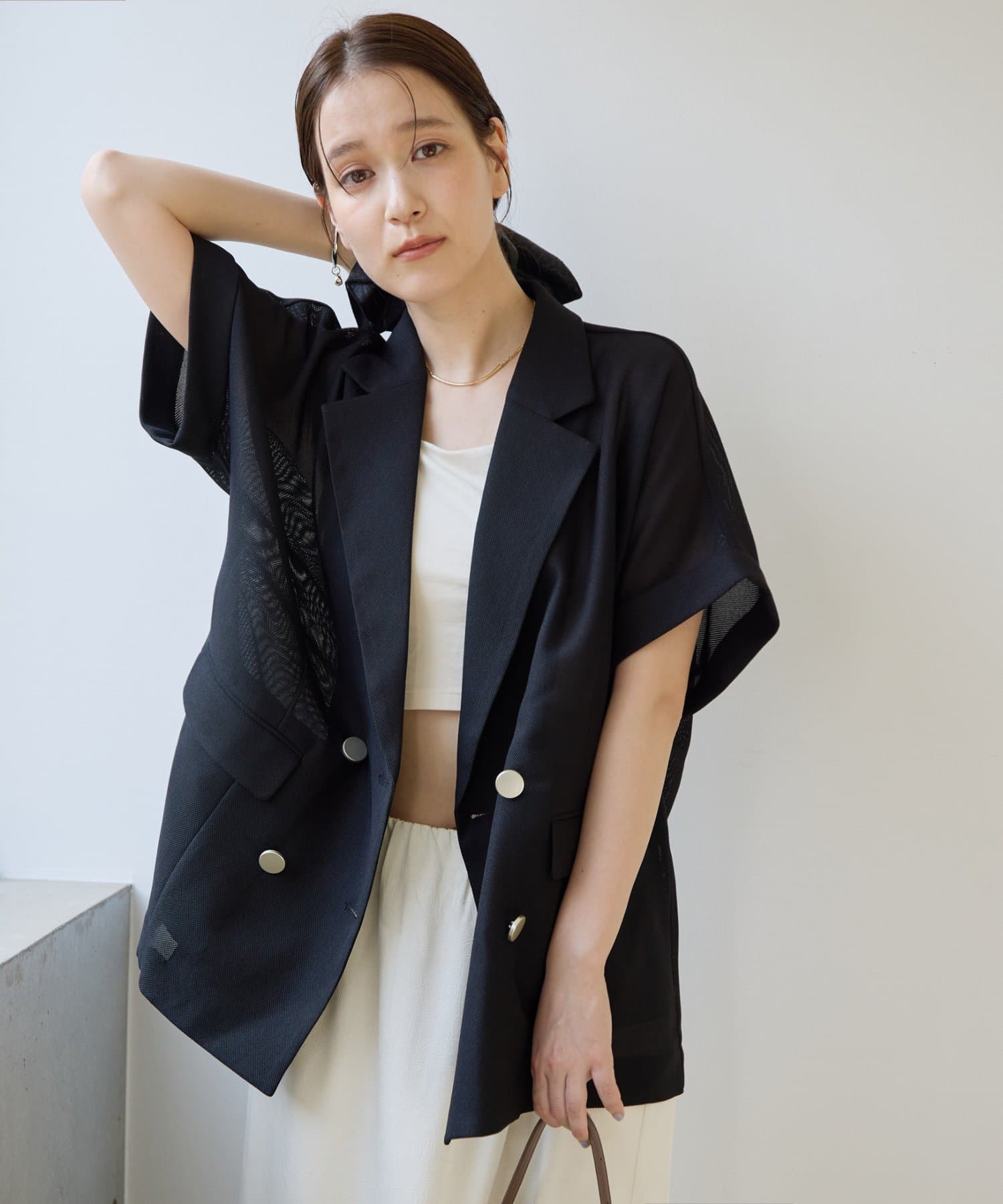 DISCOAT(ディスコート) 【Noka】メッシュ半袖テーラードジャケット