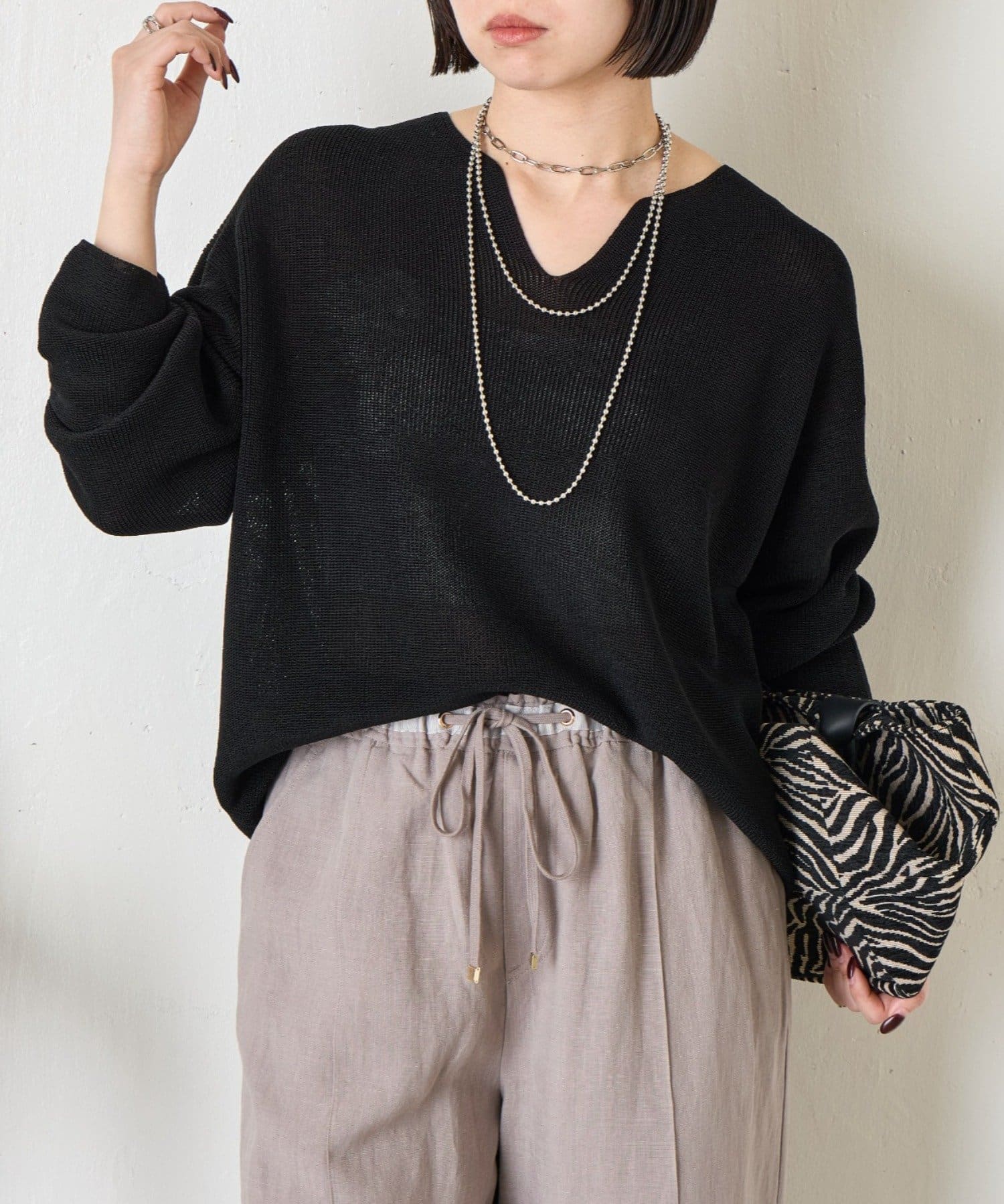 Jena　espace merveilleux(ジェナ　エスパスメルヴェイユ) 【小顔効果◎】ギマライクカタアゼVニット