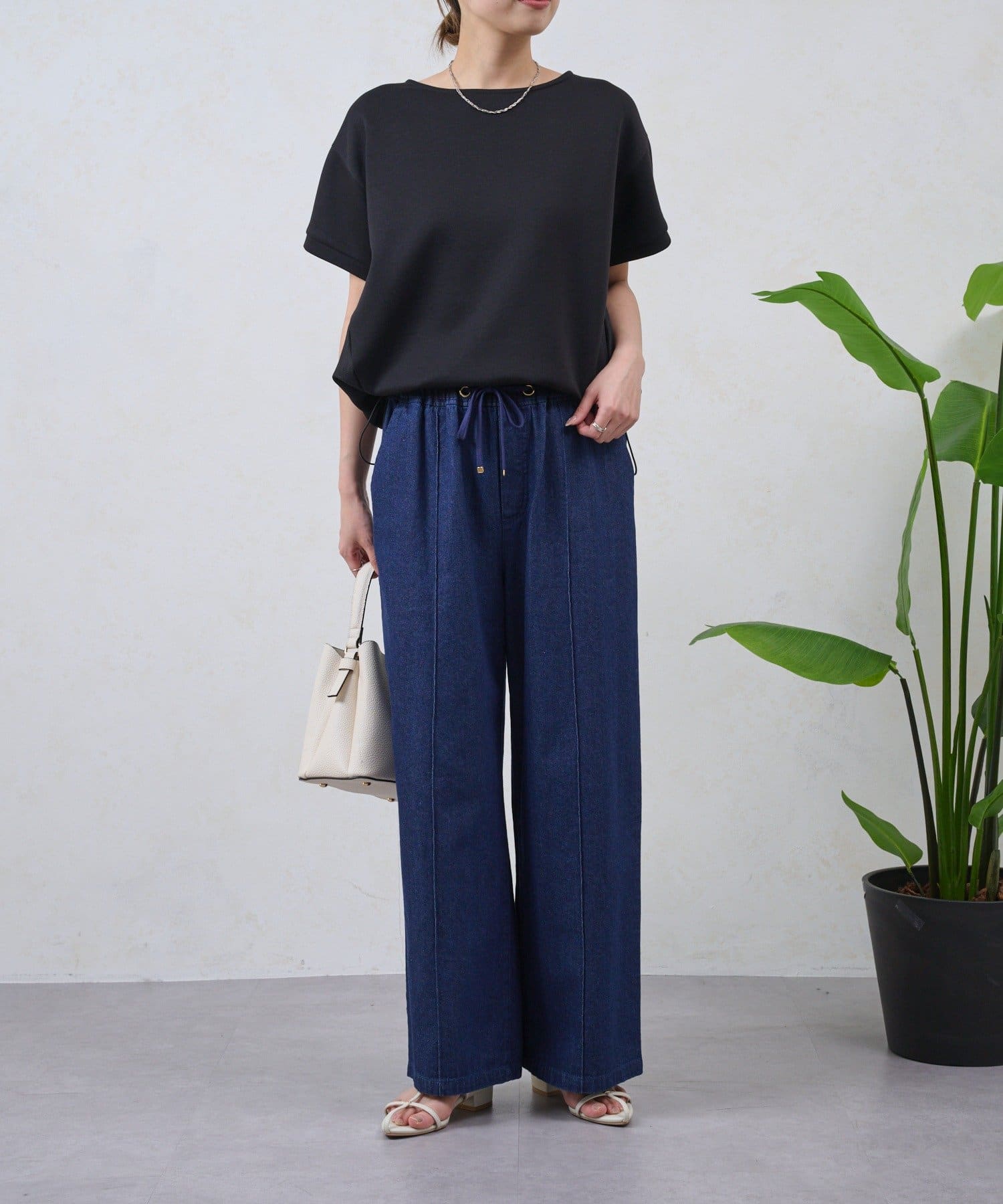 Jena　espace merveilleux(ジェナ　エスパスメルヴェイユ) 裾ドロスト異素材カットソー