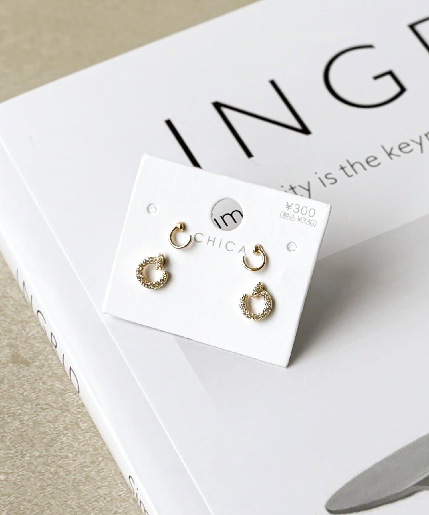 3COINS(スリーコインズ) カーブピアス4個セット