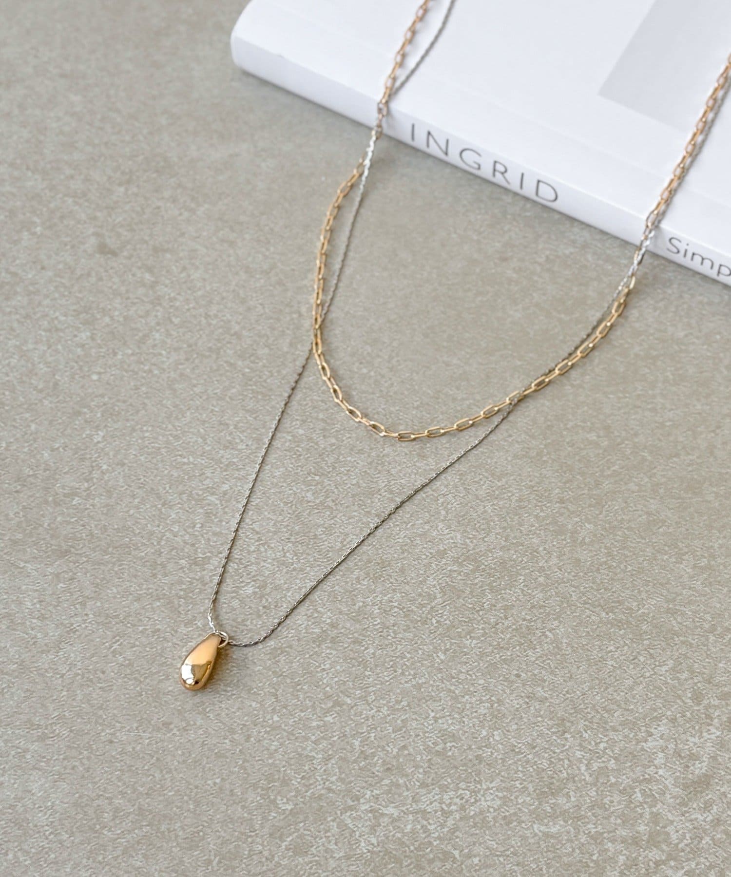 3COINS(スリーコインズ) 2連チェーンパーツショートネックレス