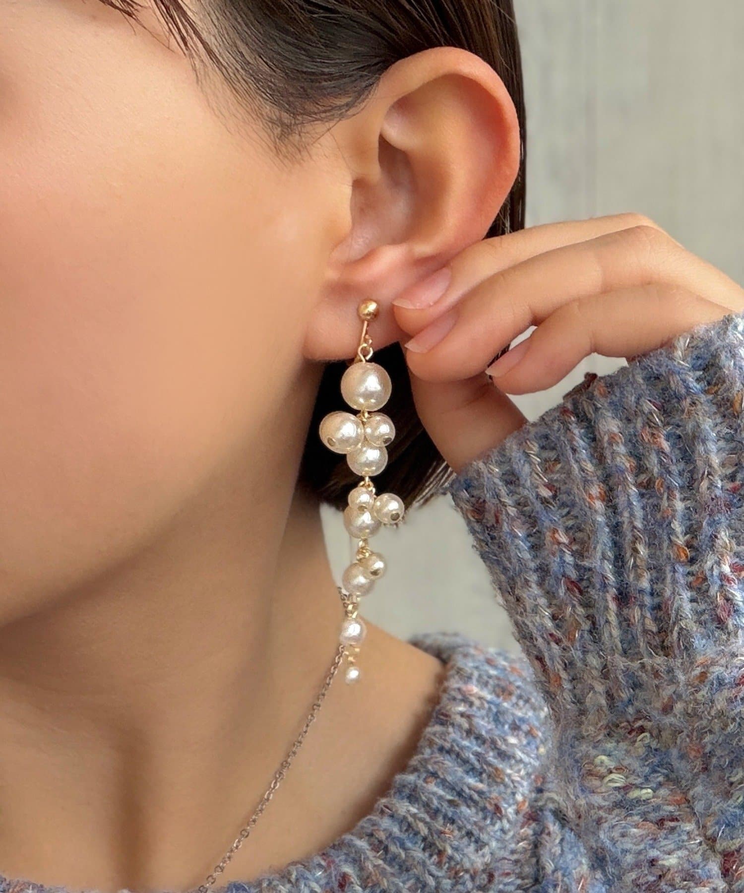 3COINS(スリーコインズ) パールロングイヤリング